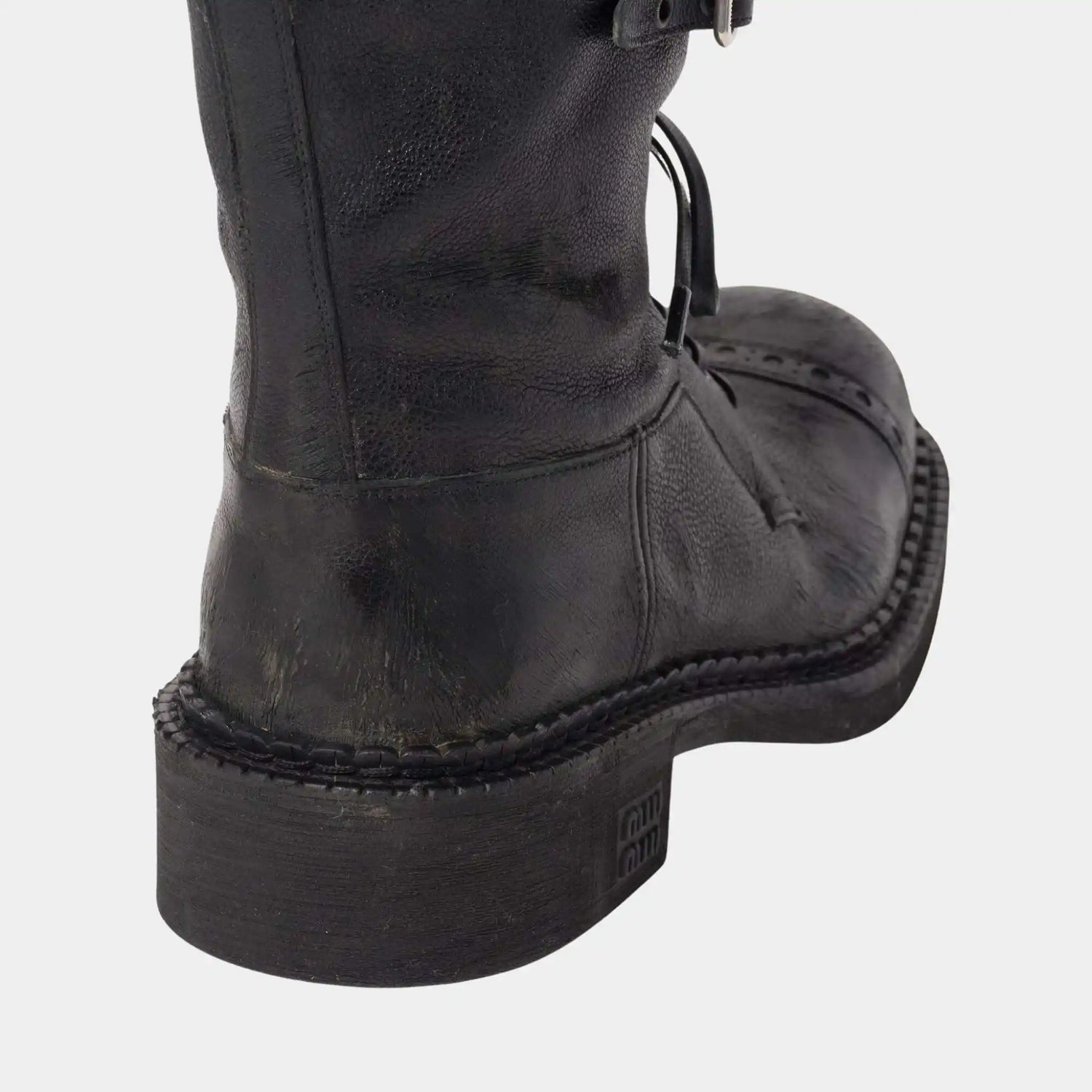 Miu Miu Leather Boots The Runway, Black, Heal, Closeup