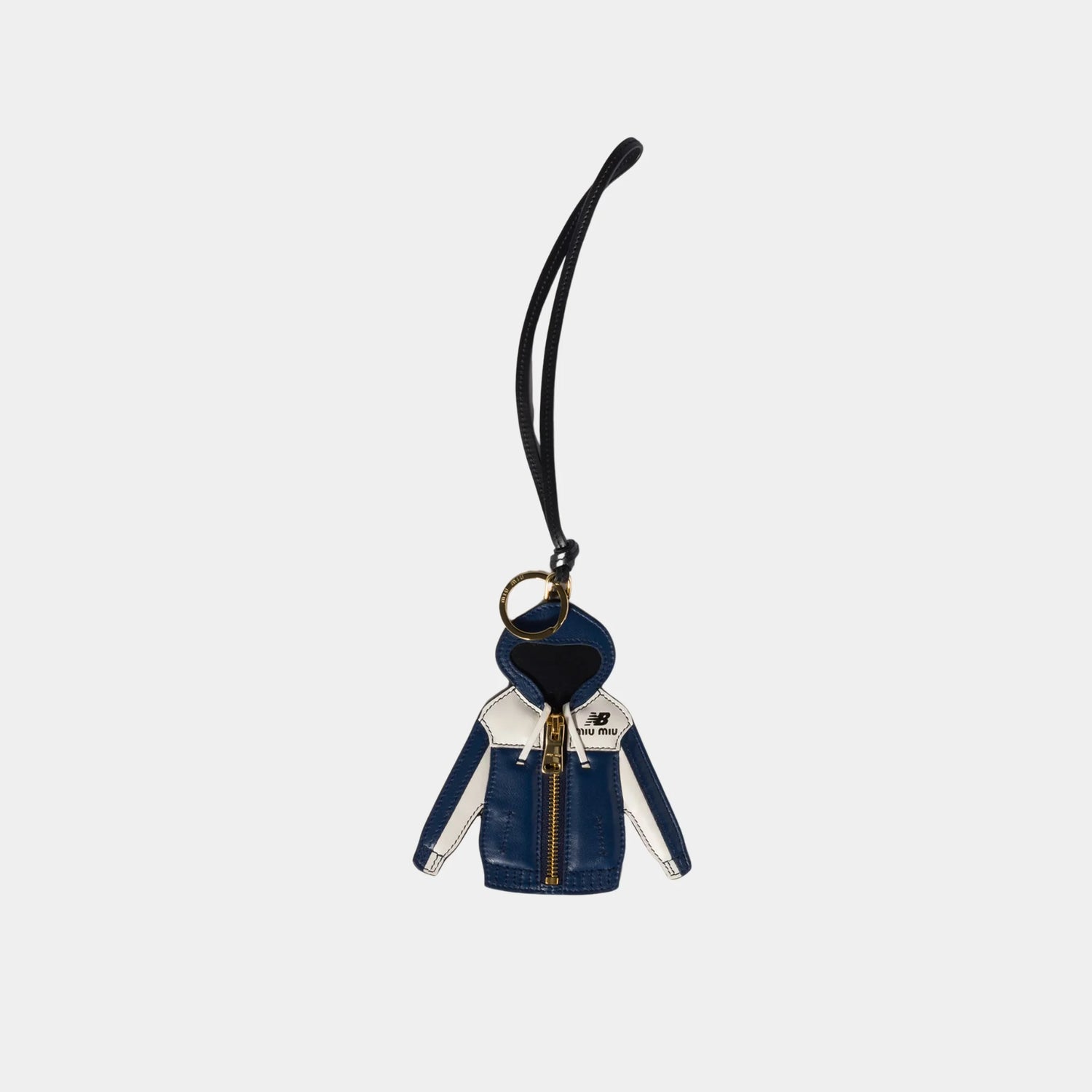 Miu Miu Leather Keyring Trick, Blue, Front