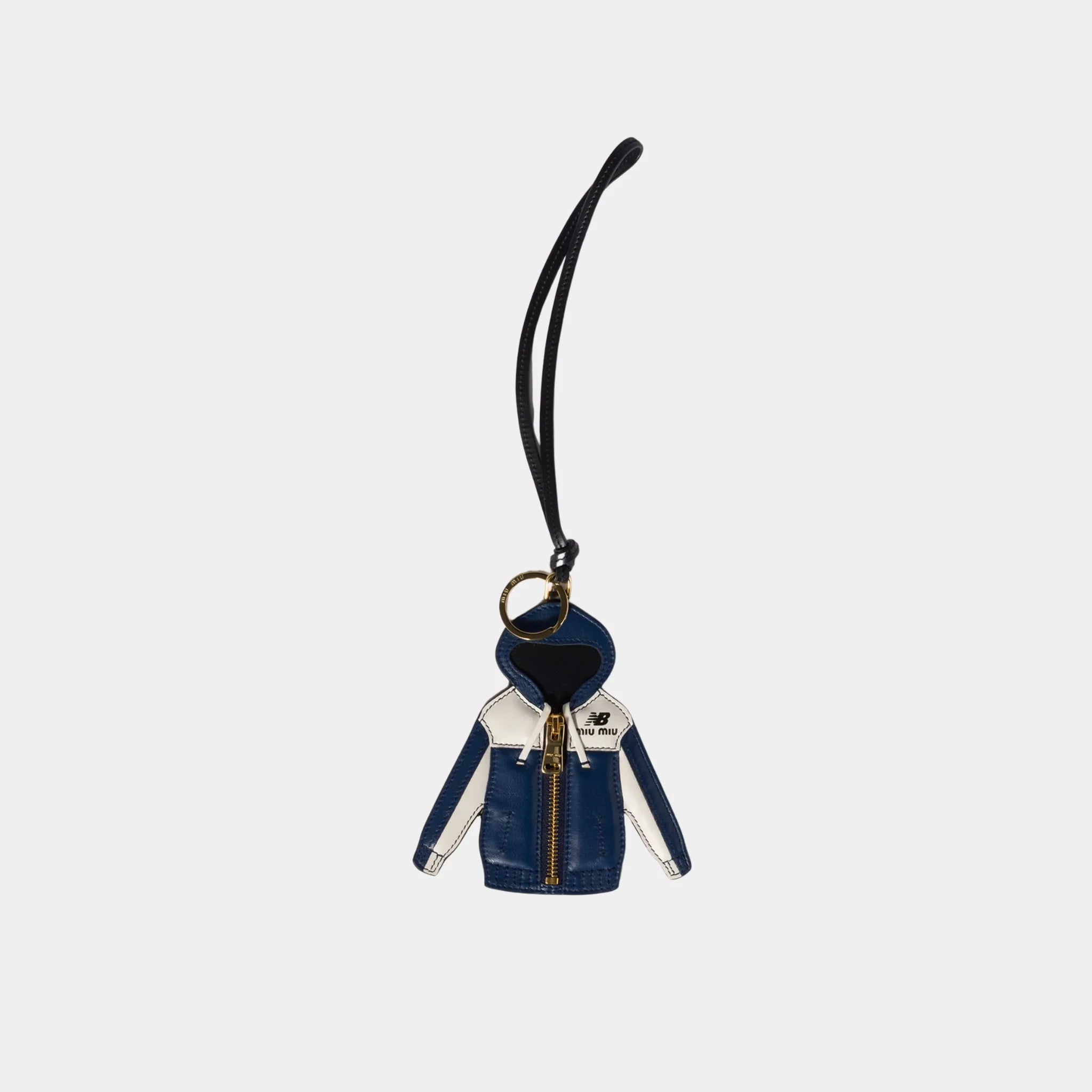 Miu Miu Leather Keyring Trick, Blue, Front