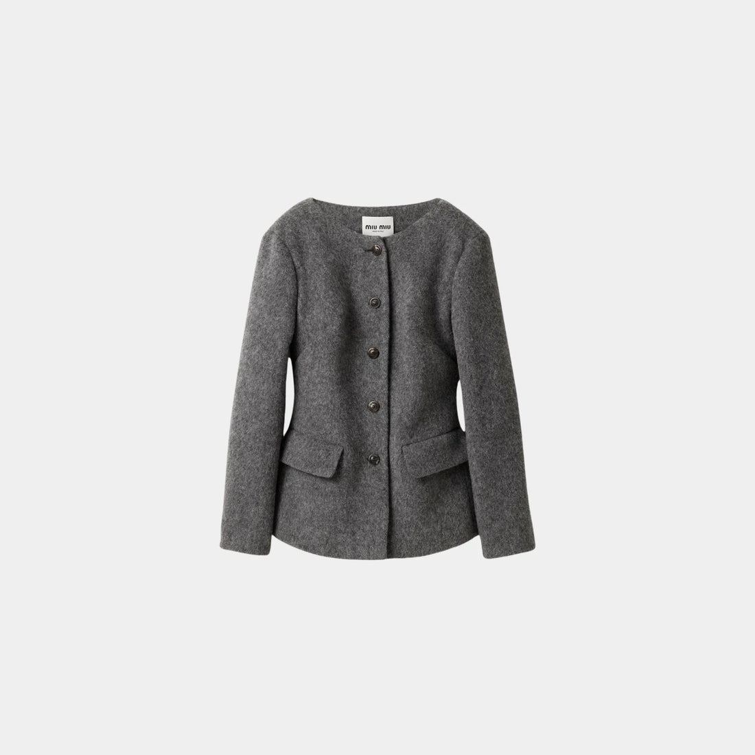 Miu Miu Light Shetland Wool Jacket, Slate Gray, Front