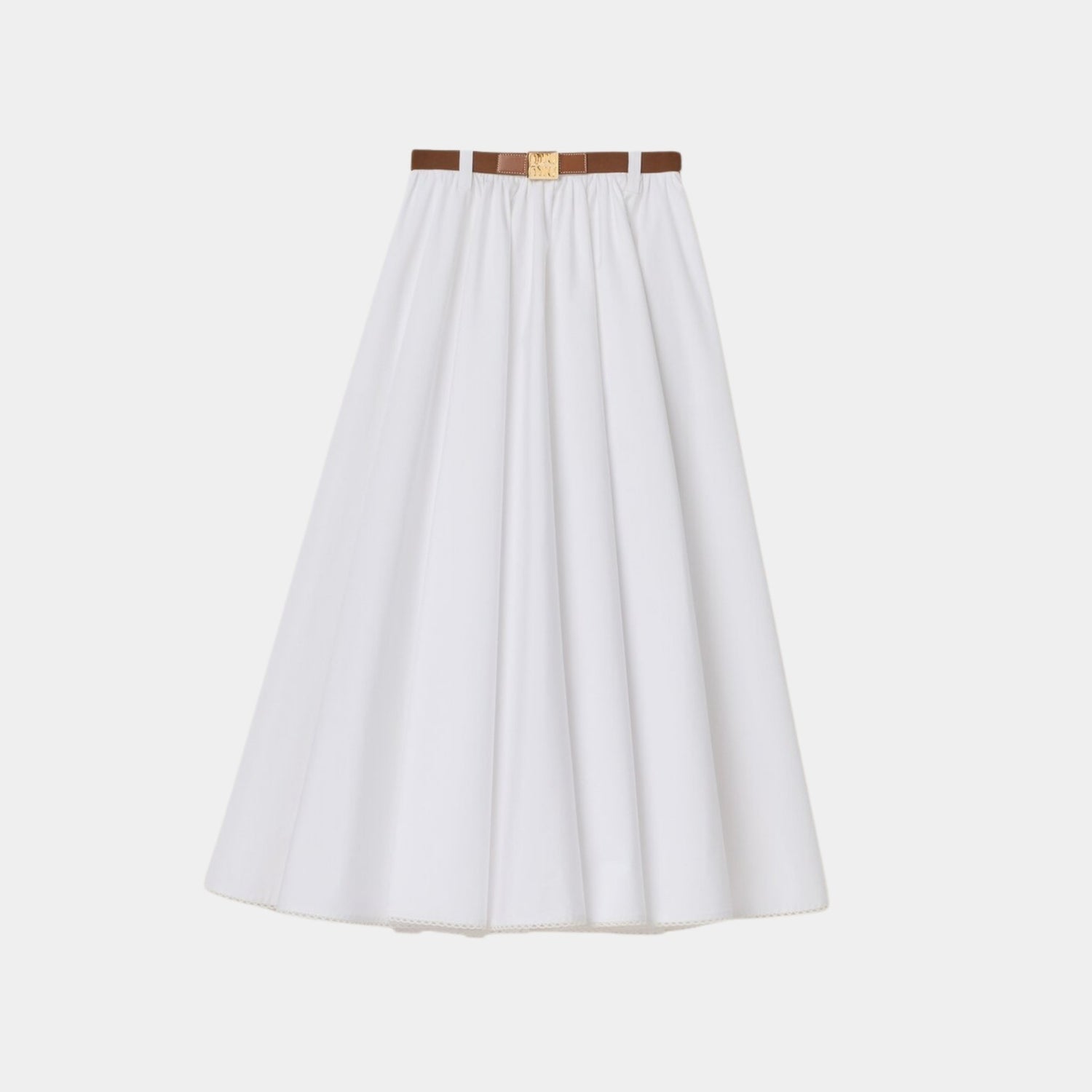 Miu Miu Long Poplin Skirt, White, Front