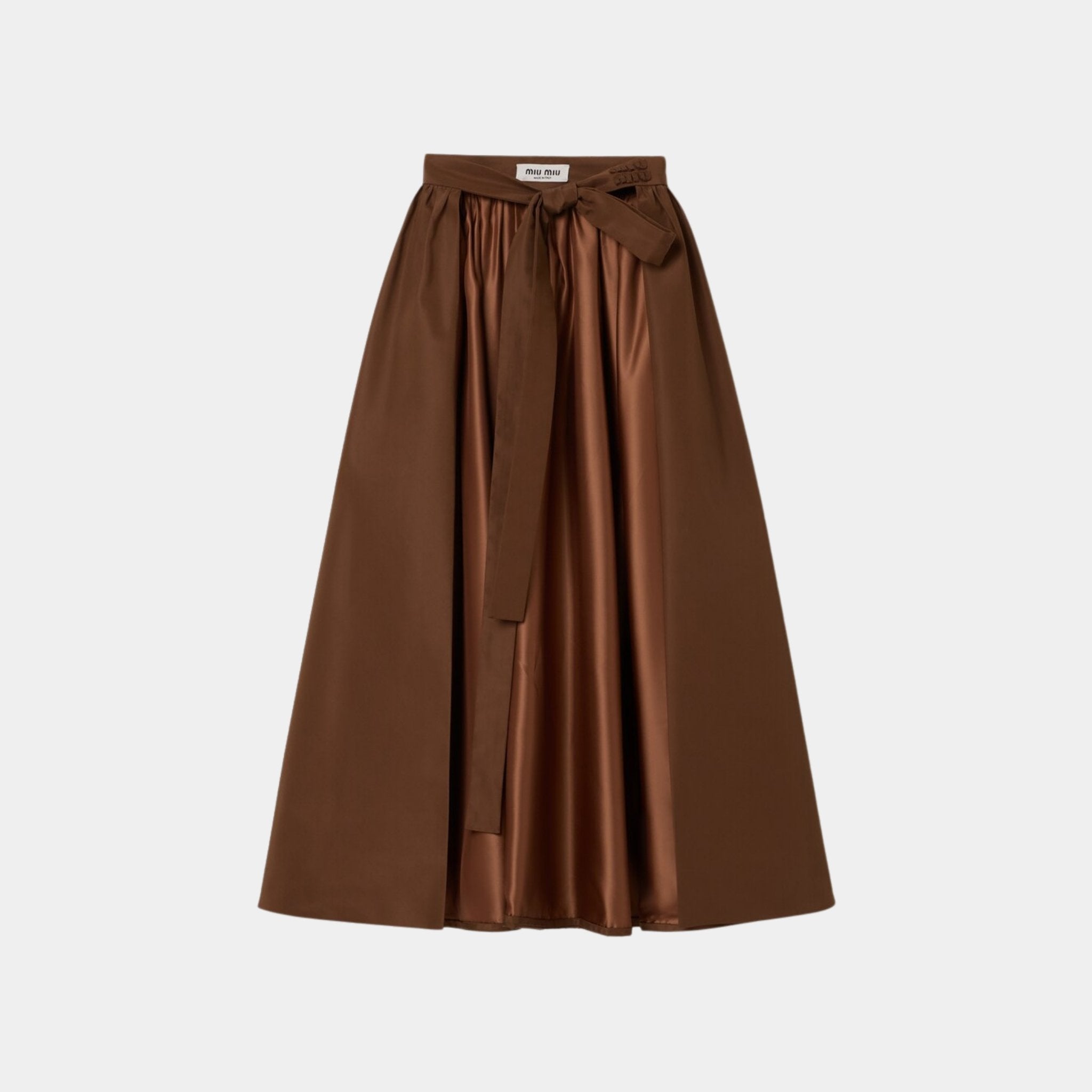 Miu Miu Long Silk Faille Skirt, Front