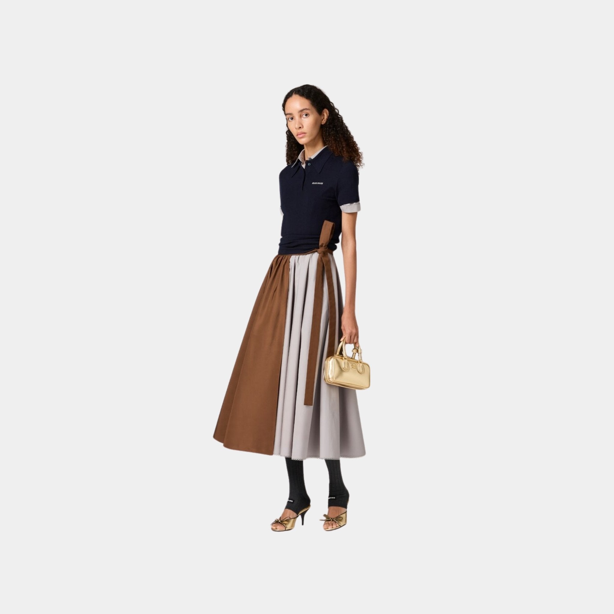 Miu Miu Long Silk Faille Skirt, Model