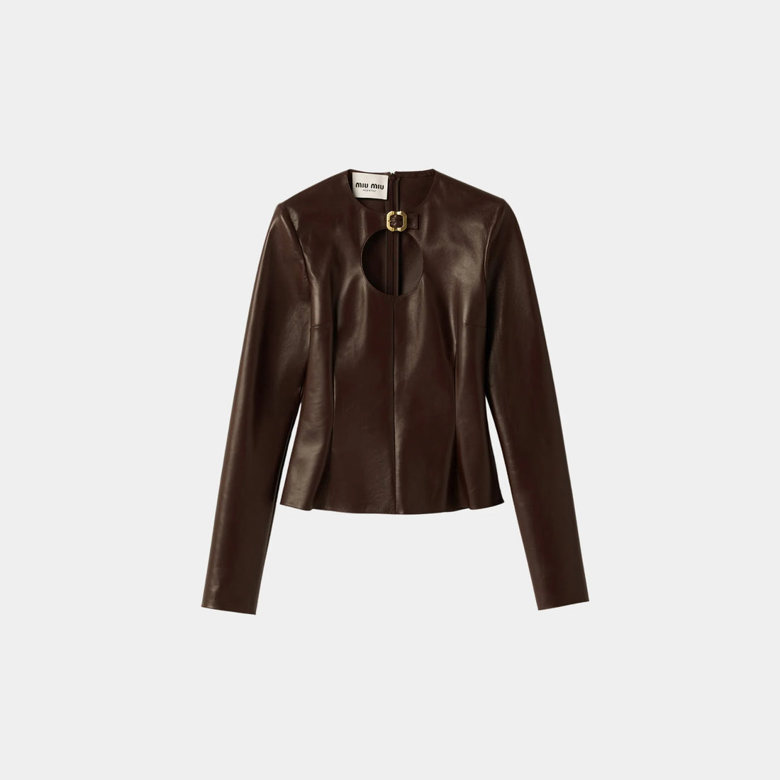 Long-sleeved Nappa Leather Top with Buckle