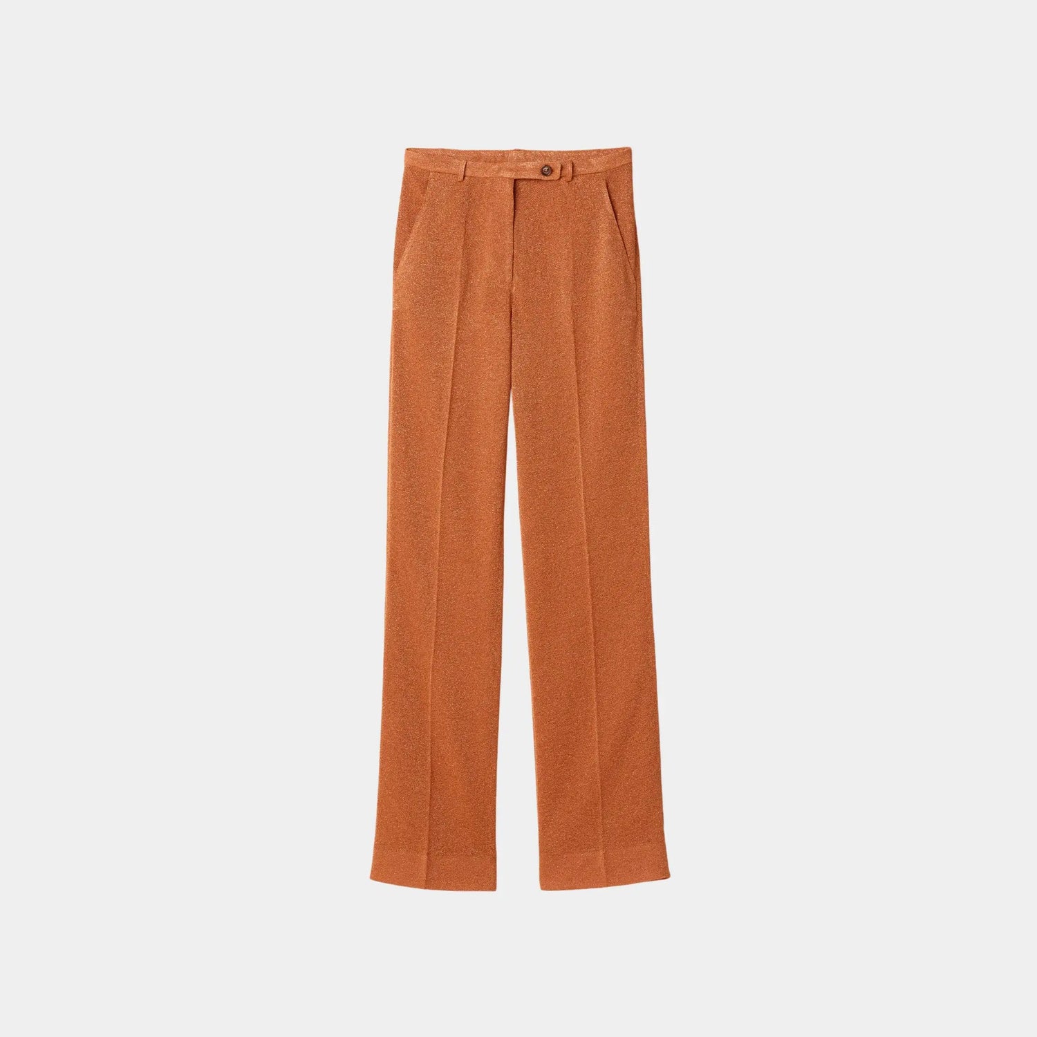 Miu Miu Lurex Straight Fit Pants, Orange, Front