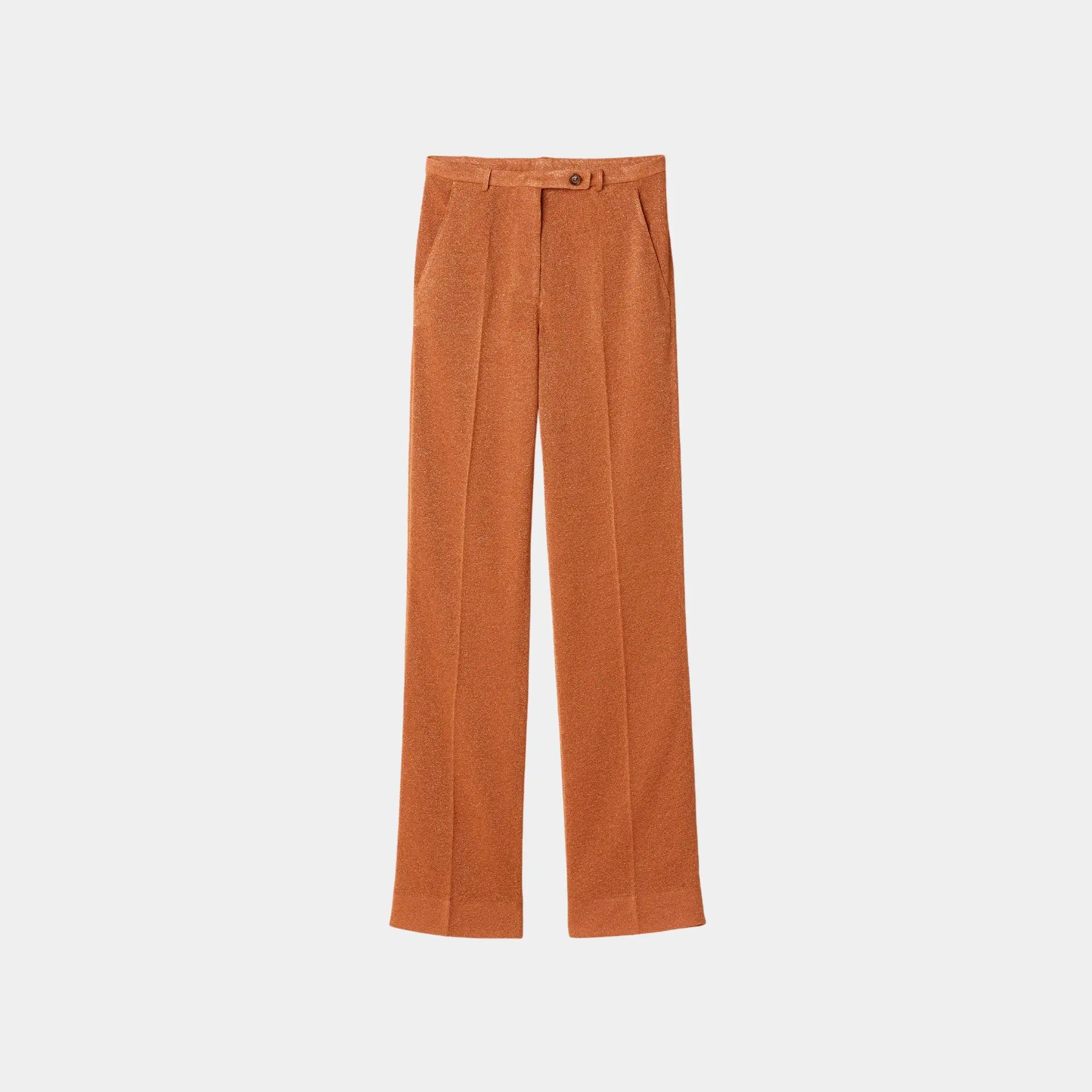 Miu Miu Lurex Straight Fit Pants, Orange, Front