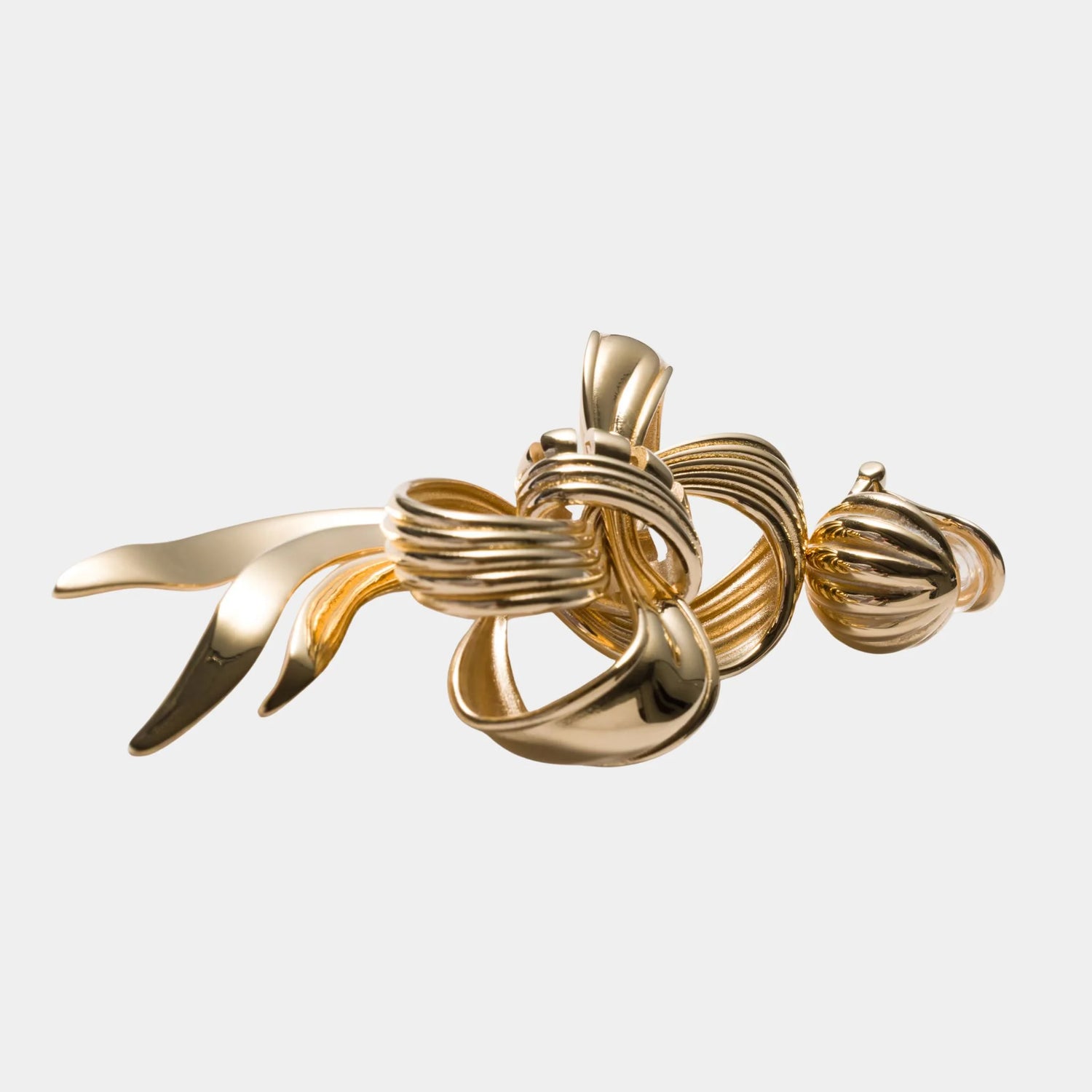 Miu Miu Metal Bow Earrings, Gold, Close