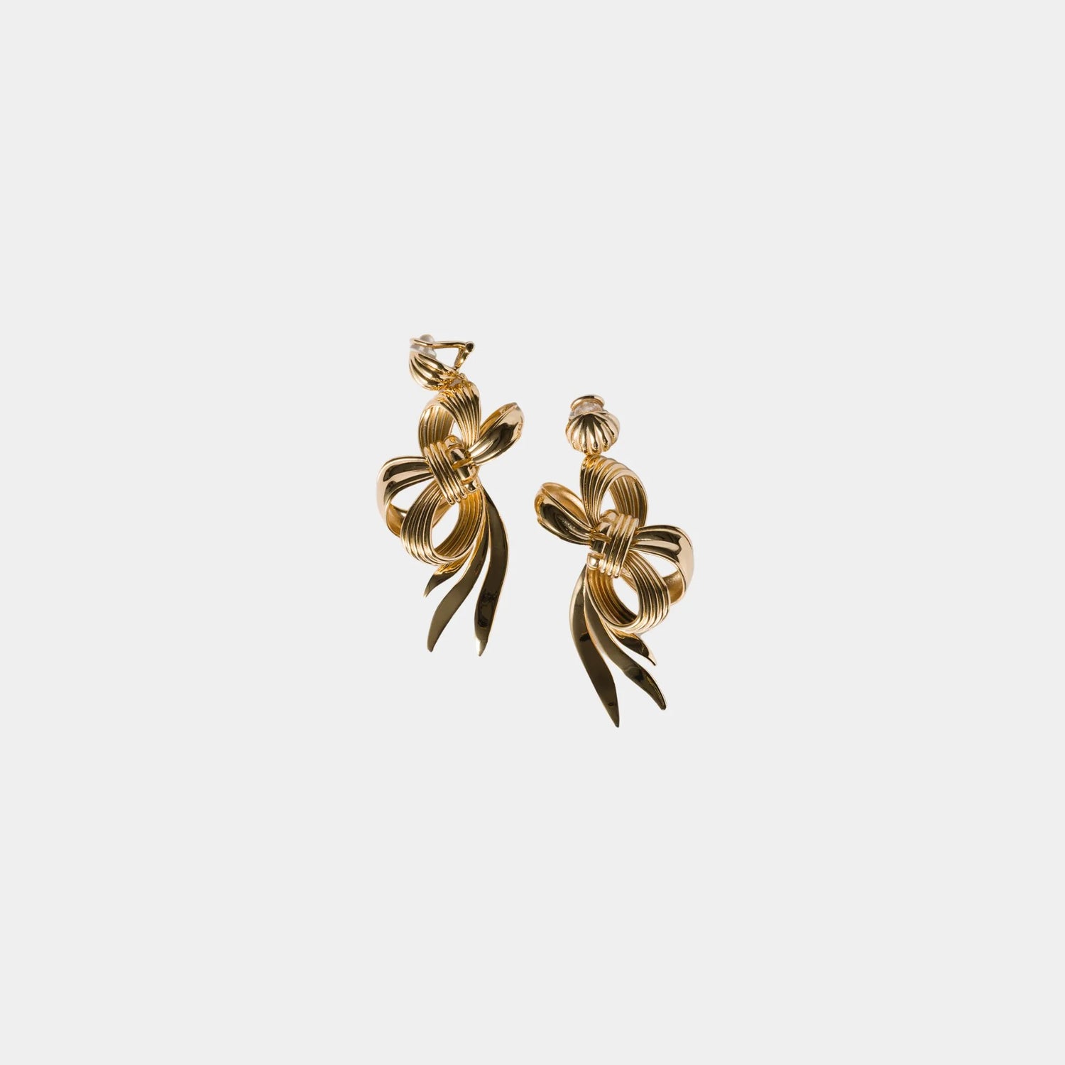 Miu Miu Metal Bow Earrings, Gold, Front