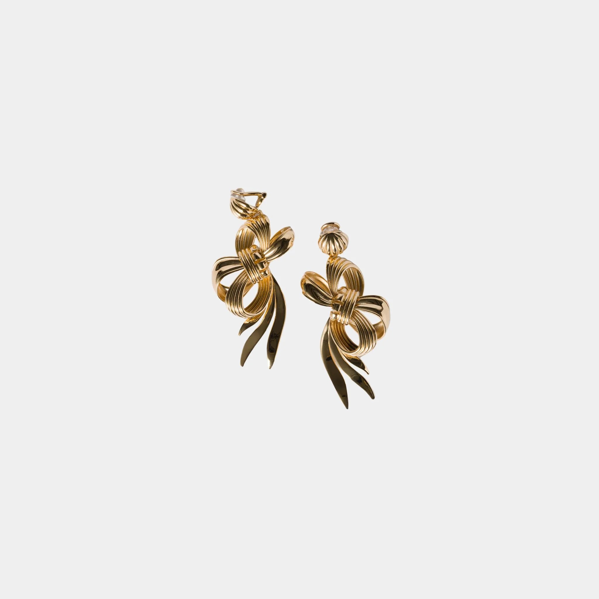 Miu Miu Metal Bow Earrings, Gold, Front