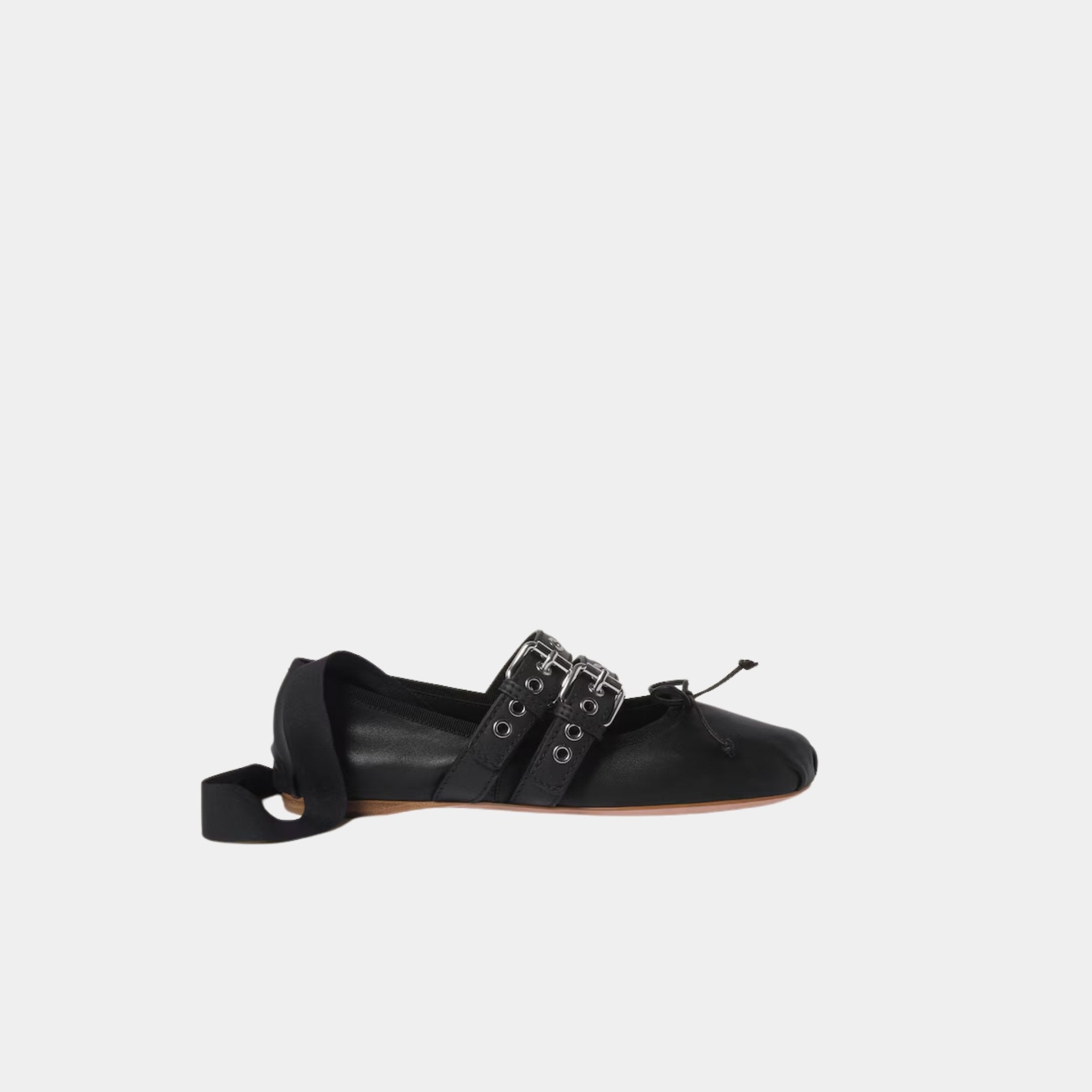 Miu Miu Nappa And Calf Leather Ballerinas, Black, Side
