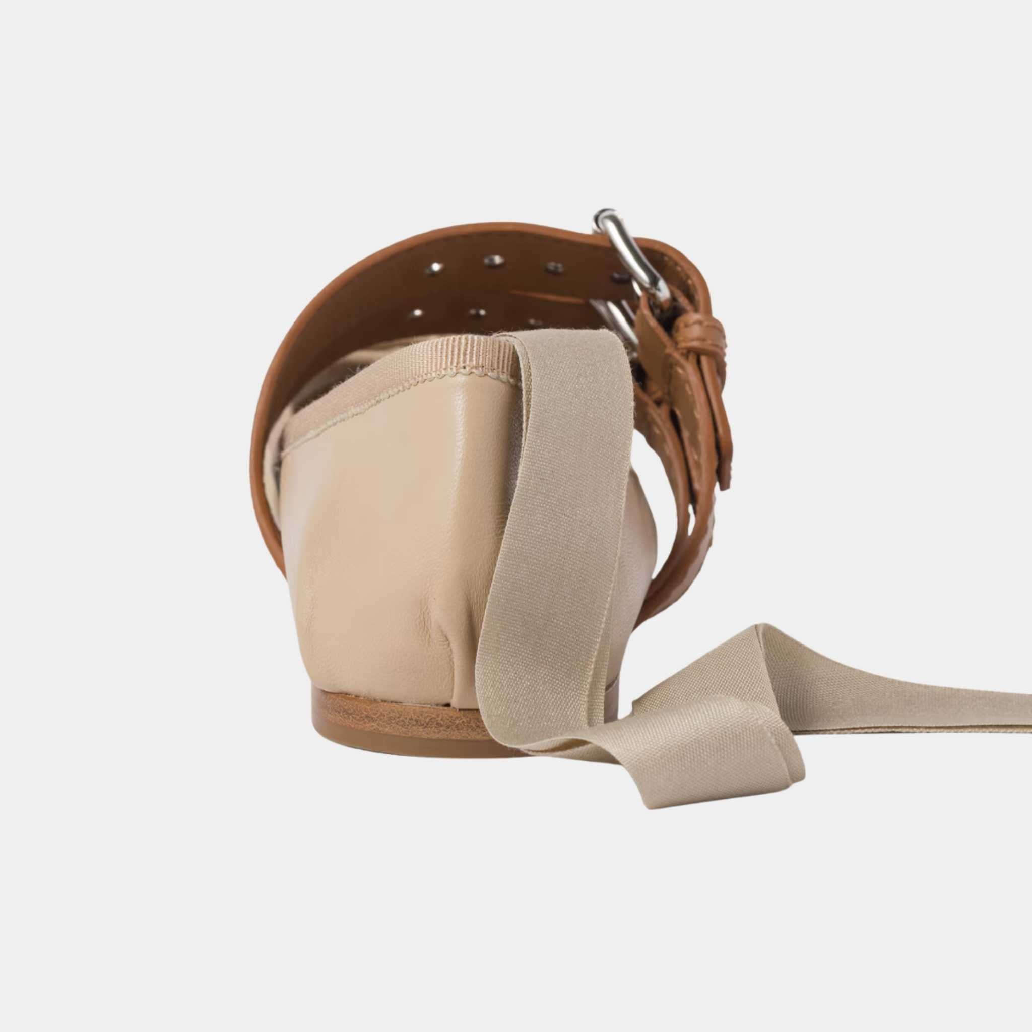 Miu Miu Nappa And Calf Leather Ballerinas, Cord, Back