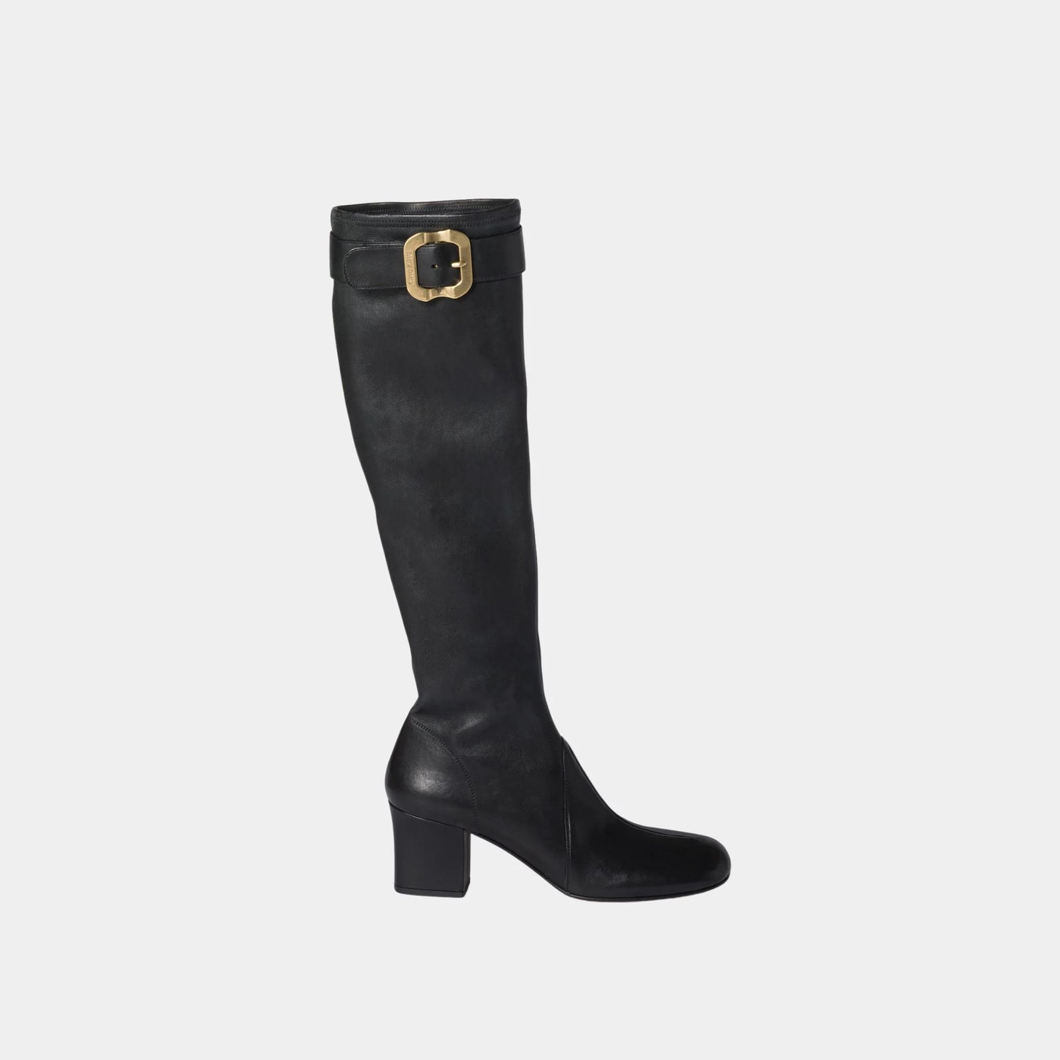 Miu Miu Nappa Leather Boots with Buckle, Black, Side