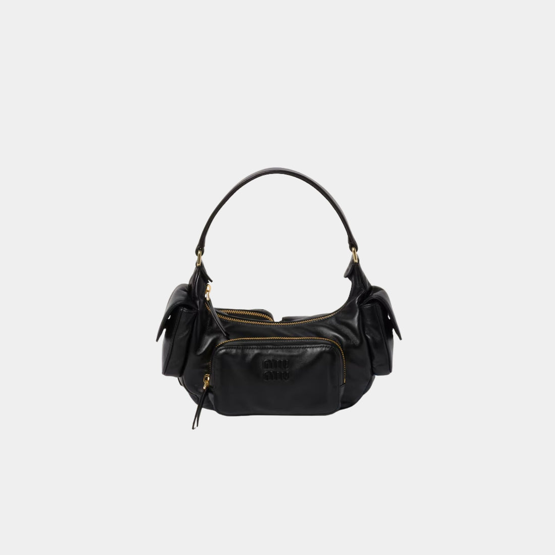 Miu Miu Nappa Leather Pocket Bag, Black, front