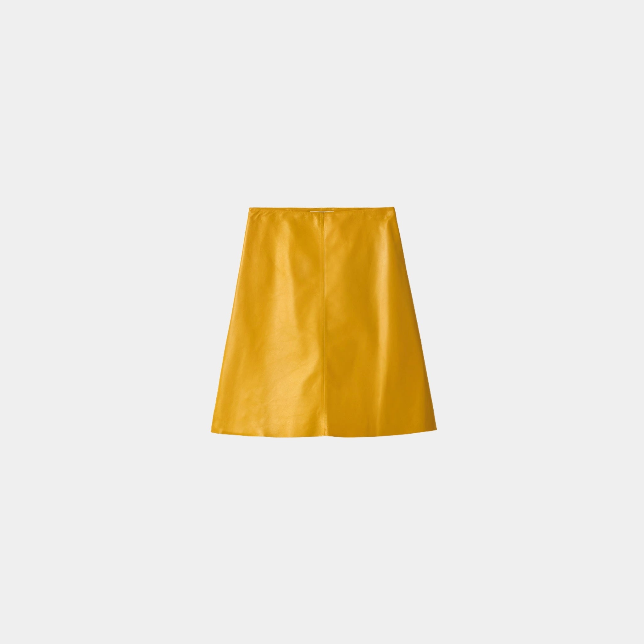 Miu Miu Nappa Leather Skirt, Sunny Yellow