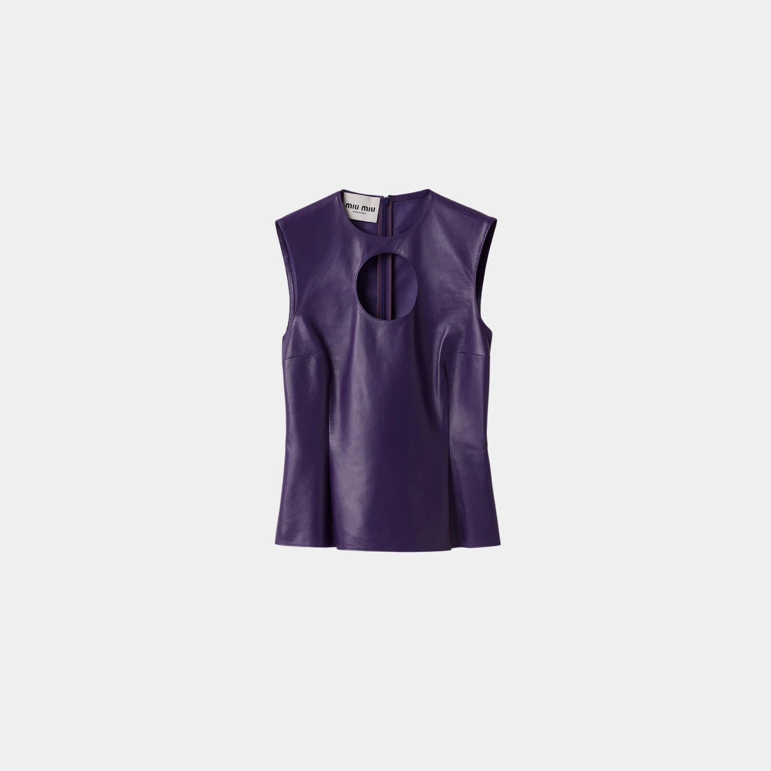 Miu Miu Nappa Leather Top with Buckle, Violet, Front