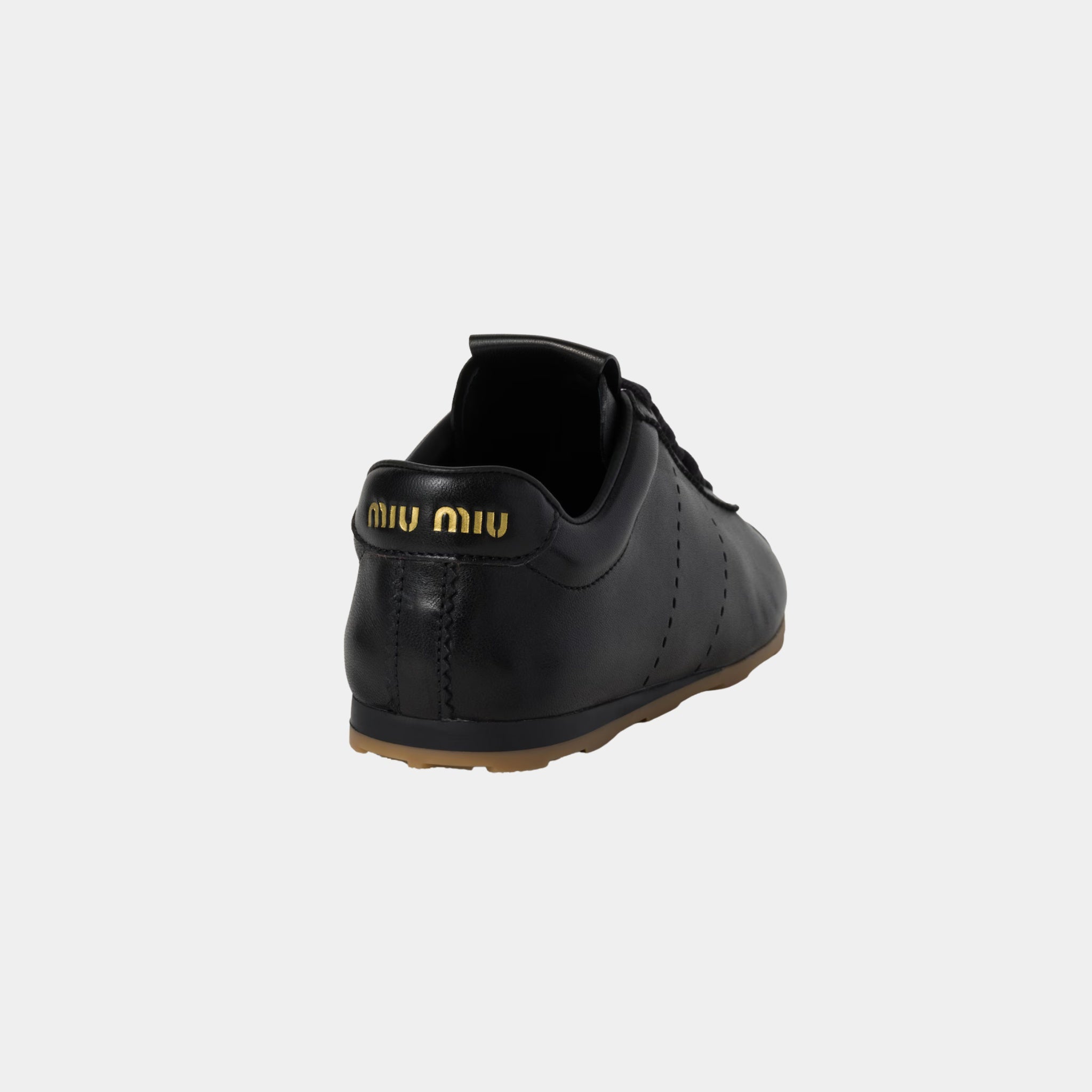 Miu Miu Plume Nappa Leather Sneakers, Black, Back