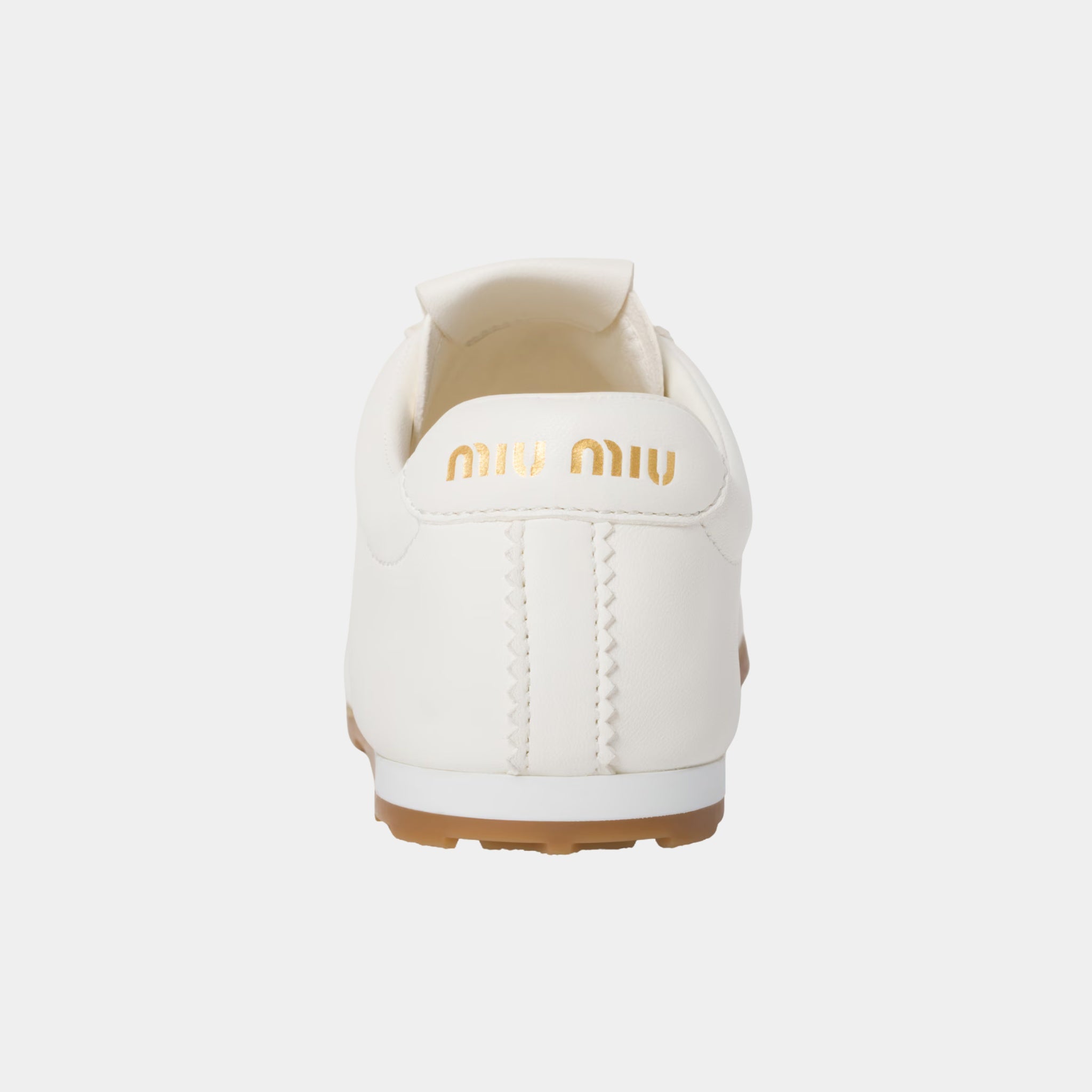 Miu Miu Plume Nappa Leather Sneakers, Ivory, Back