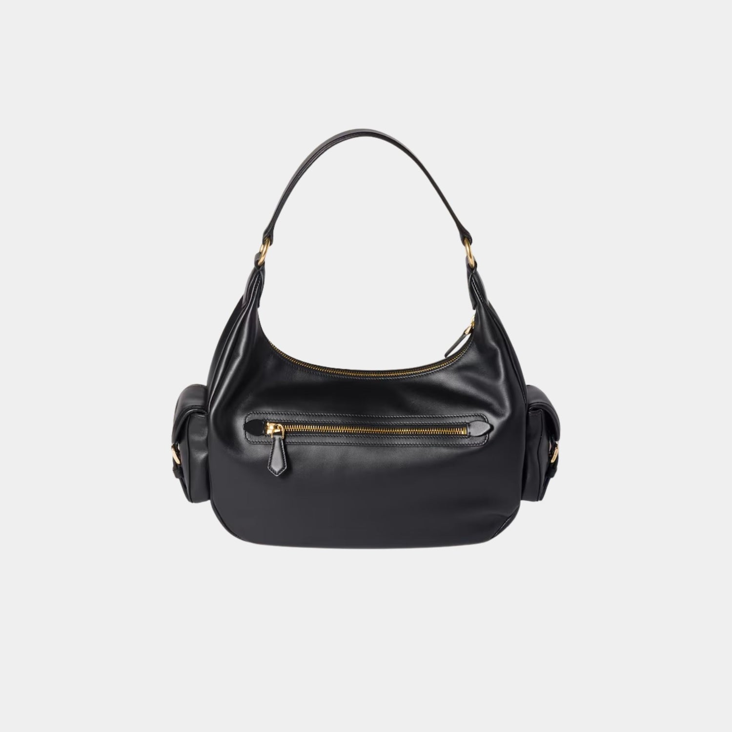 Miu Miu Pocket Calfskin Leather Bag, Black, Back