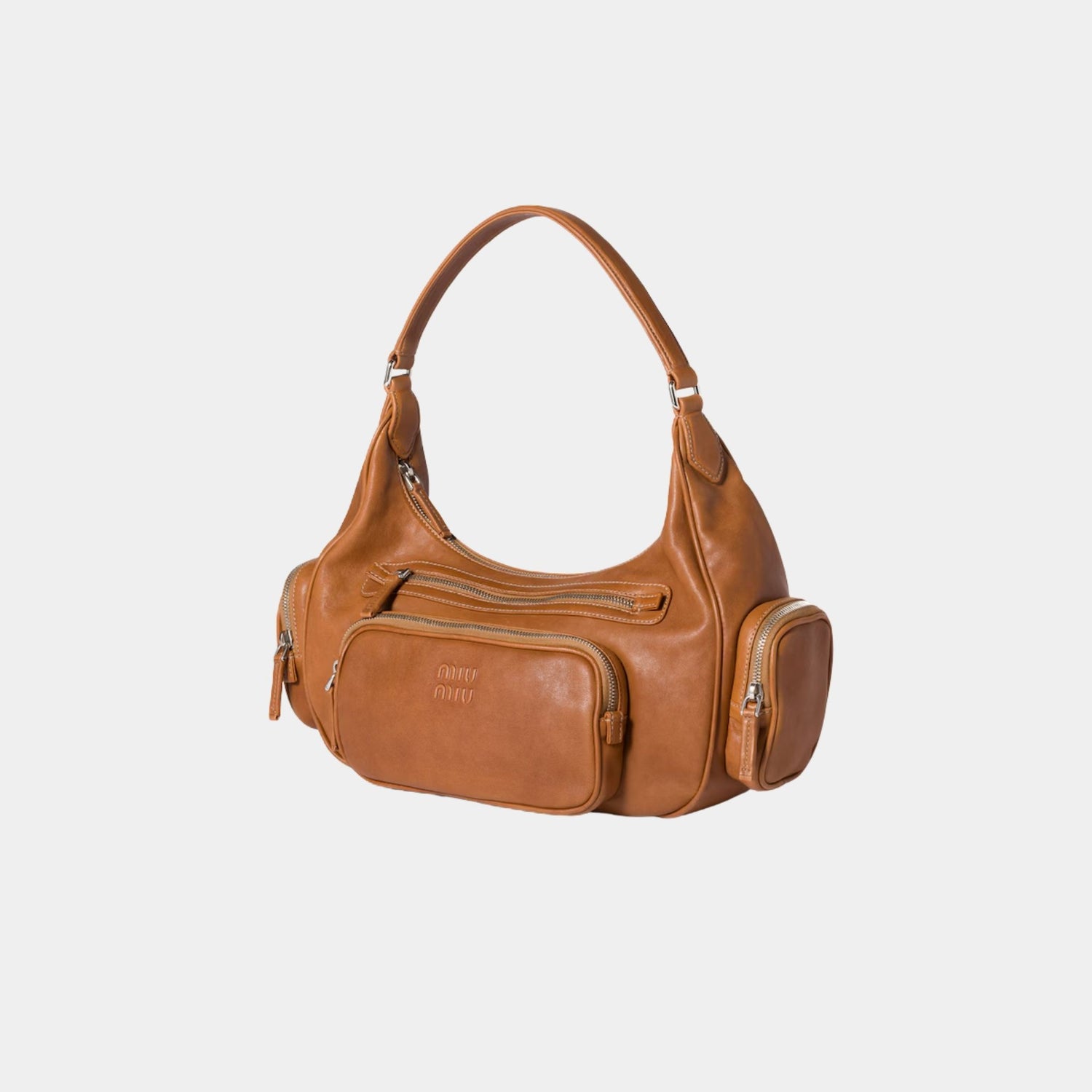 Miu Miu Pocket Nappa Leather Bag, Caramel, Side