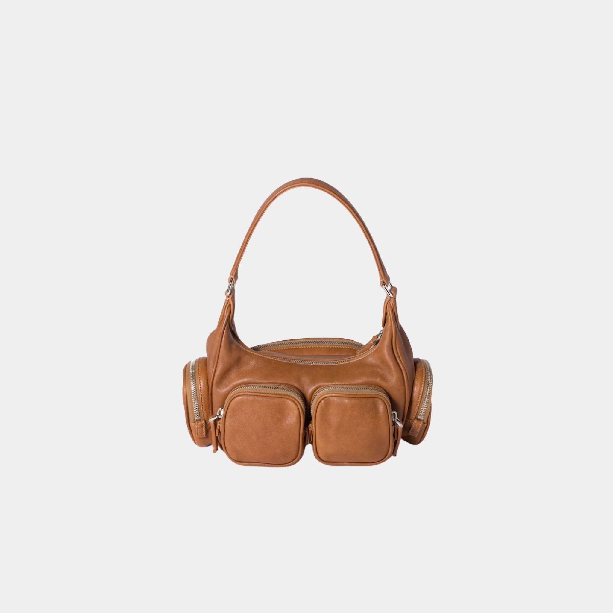Miu Miu Pocket Nappa Leather Bag in Lambskin, Caramel, Back