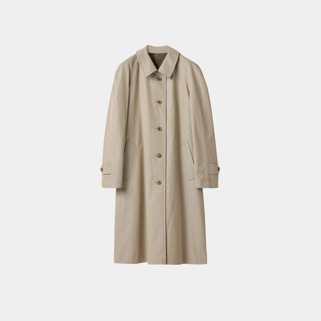 Miu Miu Reversible Twill and Houndstooth Check Trench Coat, Limestone, Front