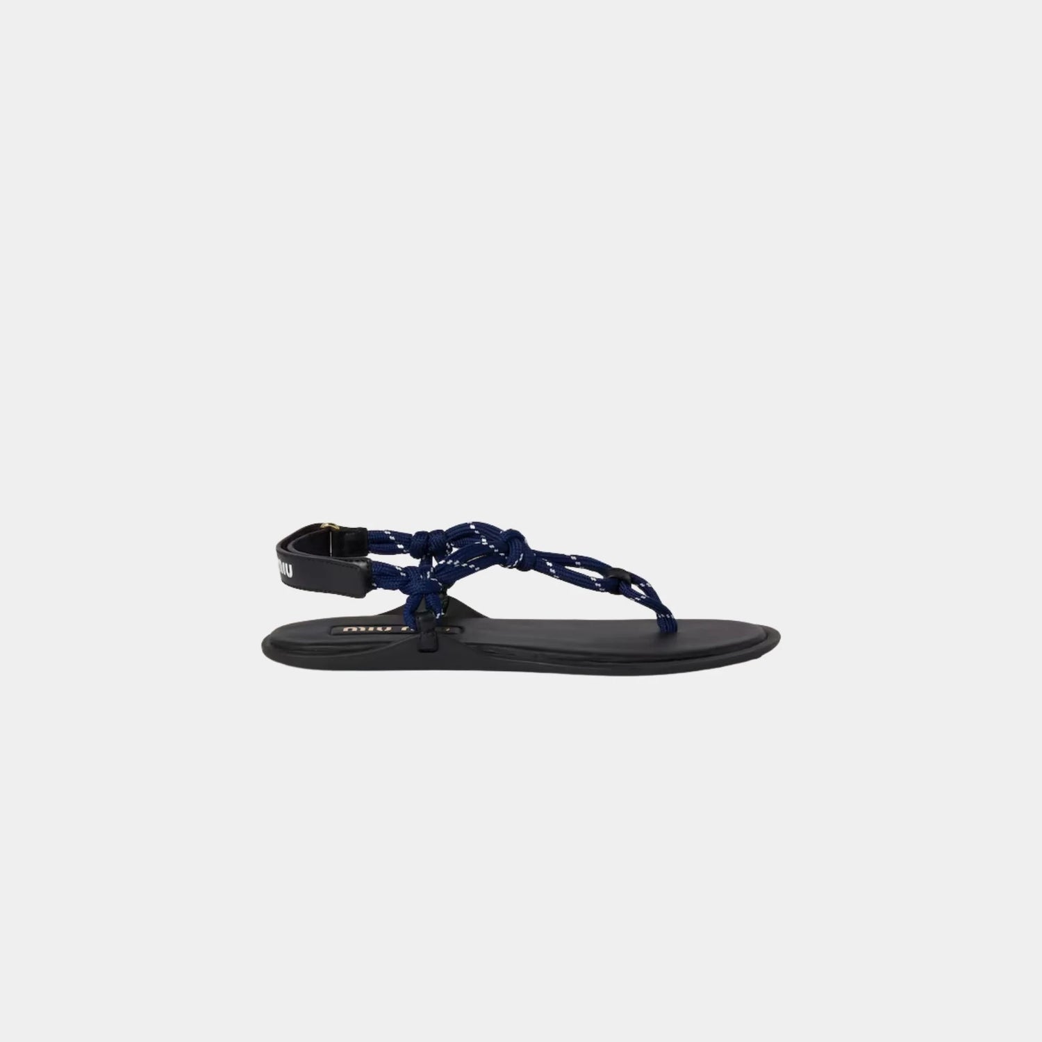 Miu Miu Riviere Cord and Leather Sandals, Baltic Blue, Side