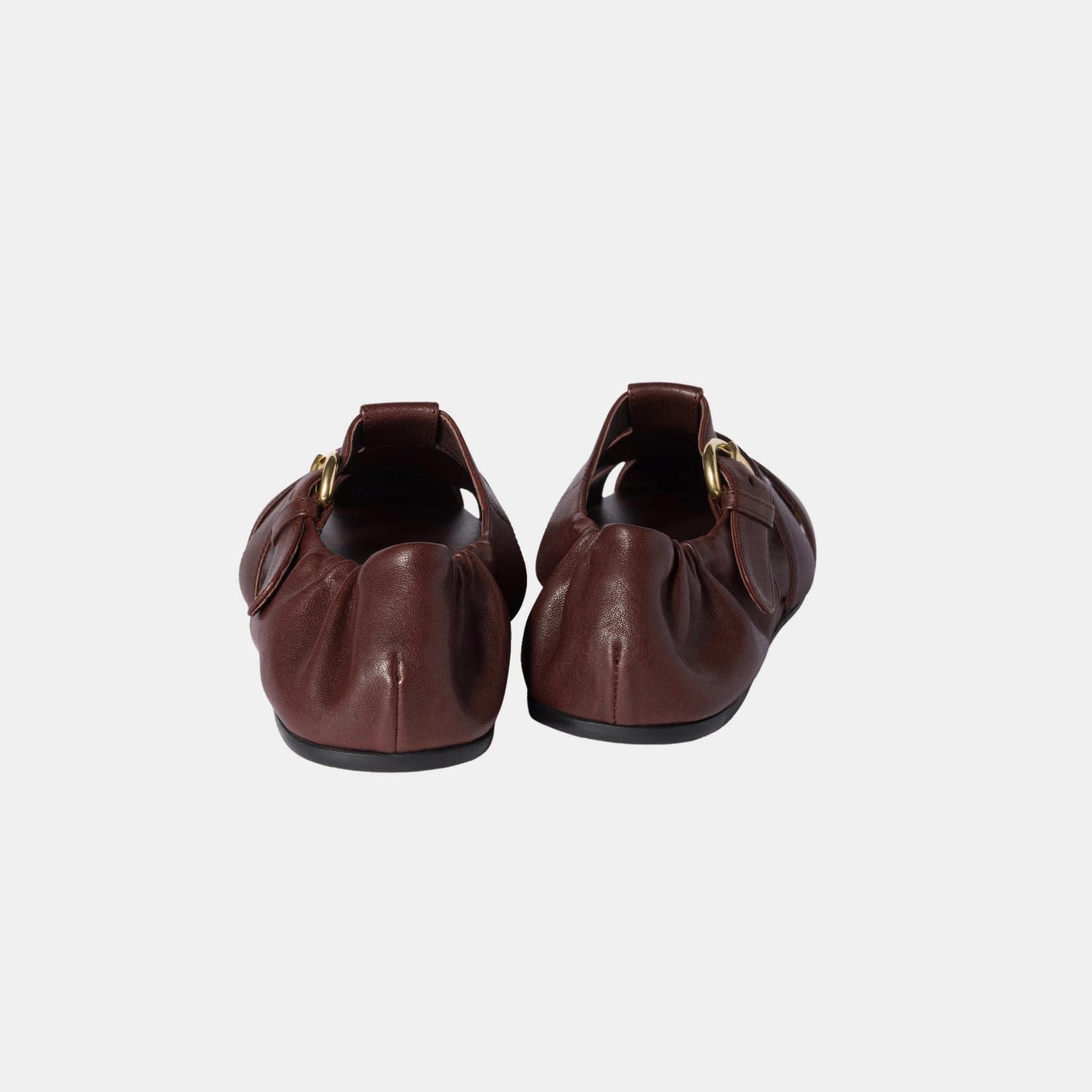 Miu Miu Ruches Nappa Leather Fisherman Sandals, Briarwood, Back