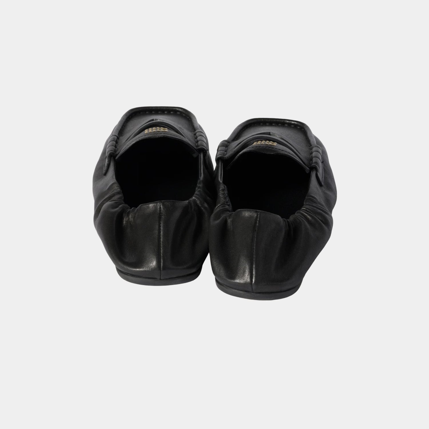 Miu Miu Ruches Nappa Leather Loafers, Black, Back