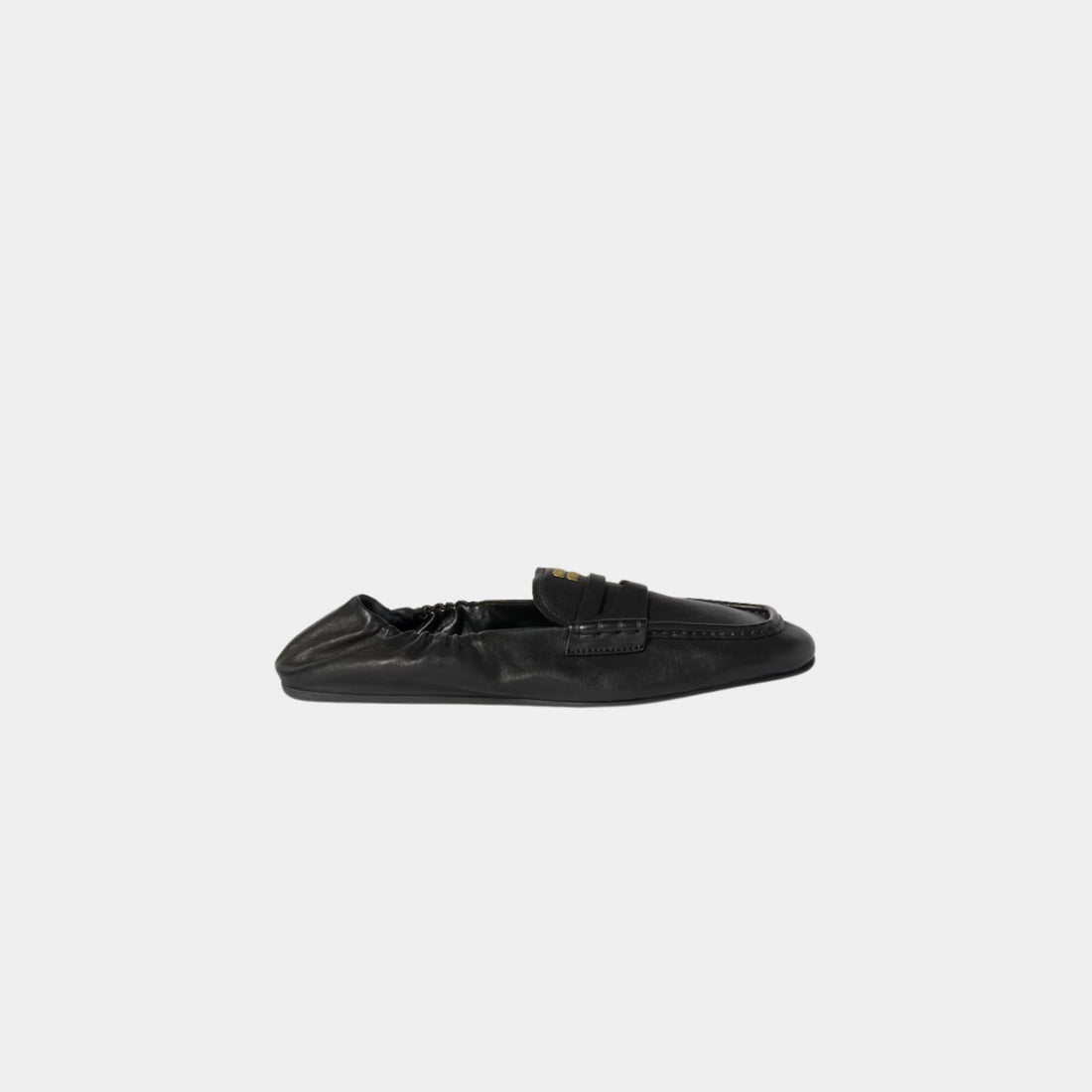 Miu Miu Ruches Nappa Leather Loafers, Black, Side