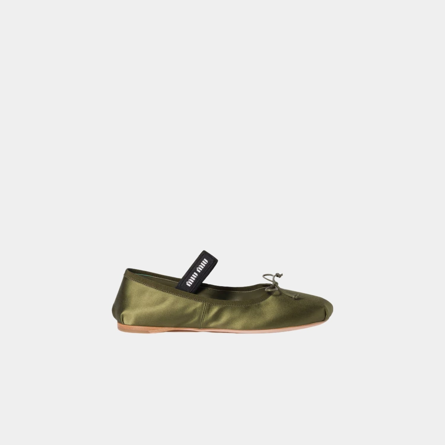 Miu Miu Satin Ballerinas Olive Green, Side