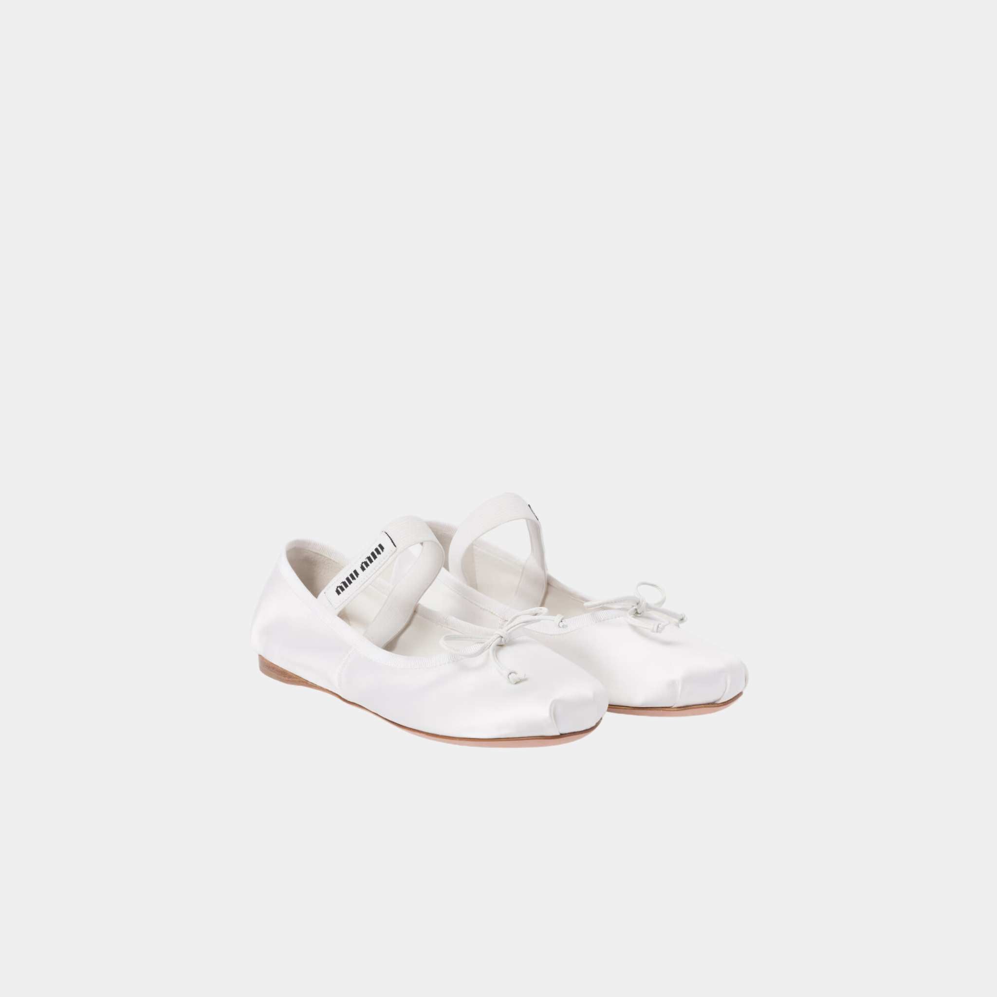 Miu Miu Satin Ballerinas White, Front