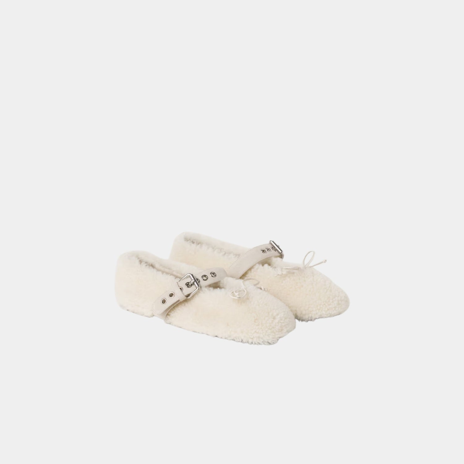 Miu Miu Shearling Lambskin Ballerinas, Front