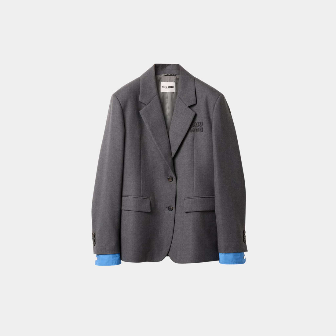 Miu Miu Single Breasted Gabardine Jacket Anthracite Gray, Front