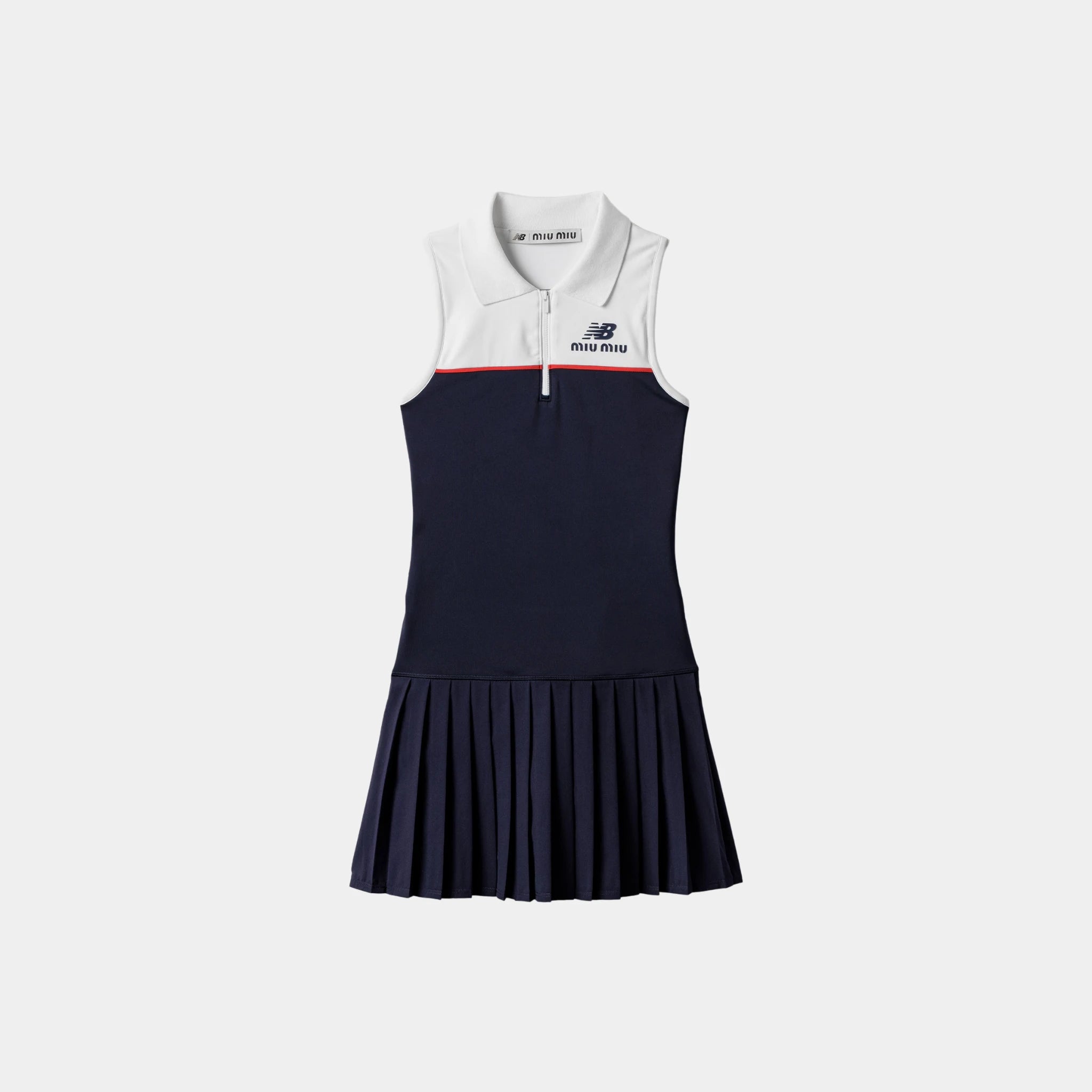 Miu Miu Stretch Technical Jersey Dress, White, Baltic Blue, Front