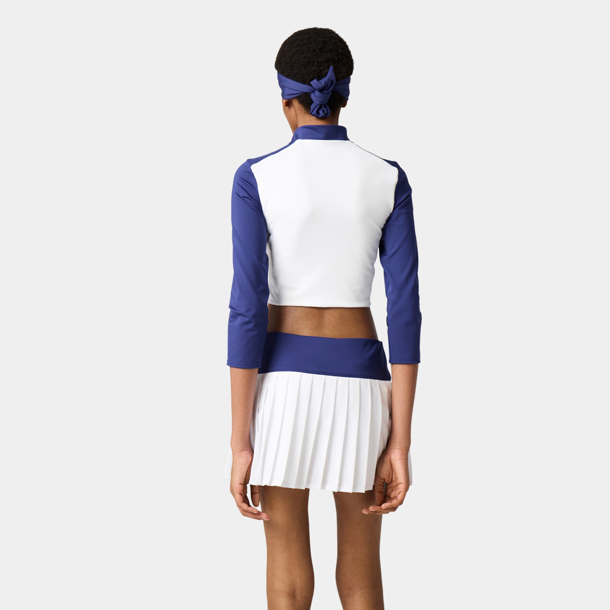 Miu Miu Stretch Technical Jersey Top, Royal Blue, White, Model, Back