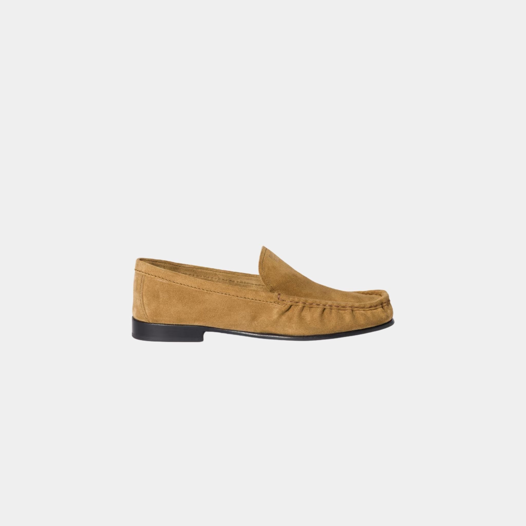 Miu Miu Suede Loafers, Olive Green, Side