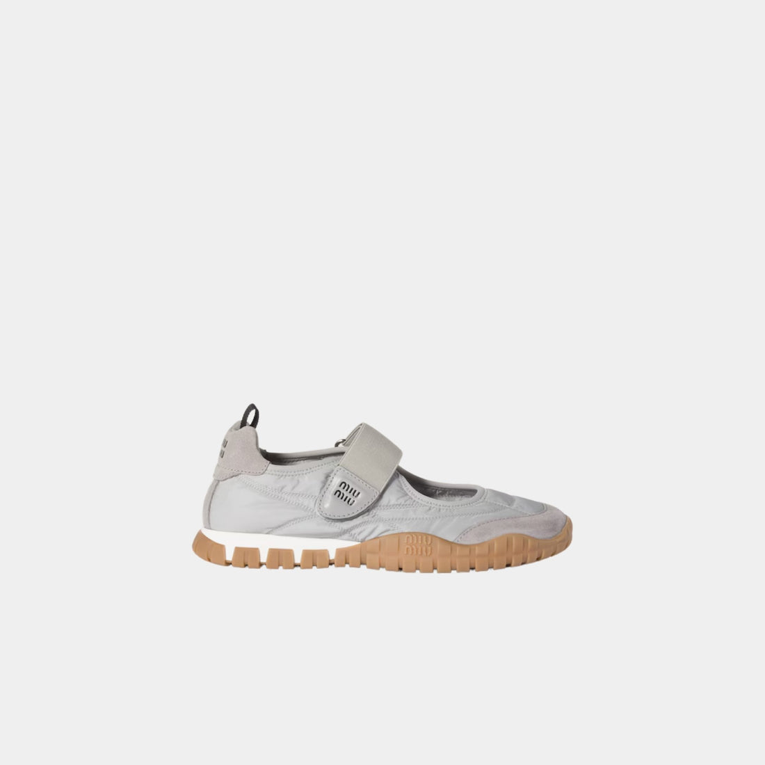 Miu Miu Tyre Technical Fabric And Suede Ballerinas, Side