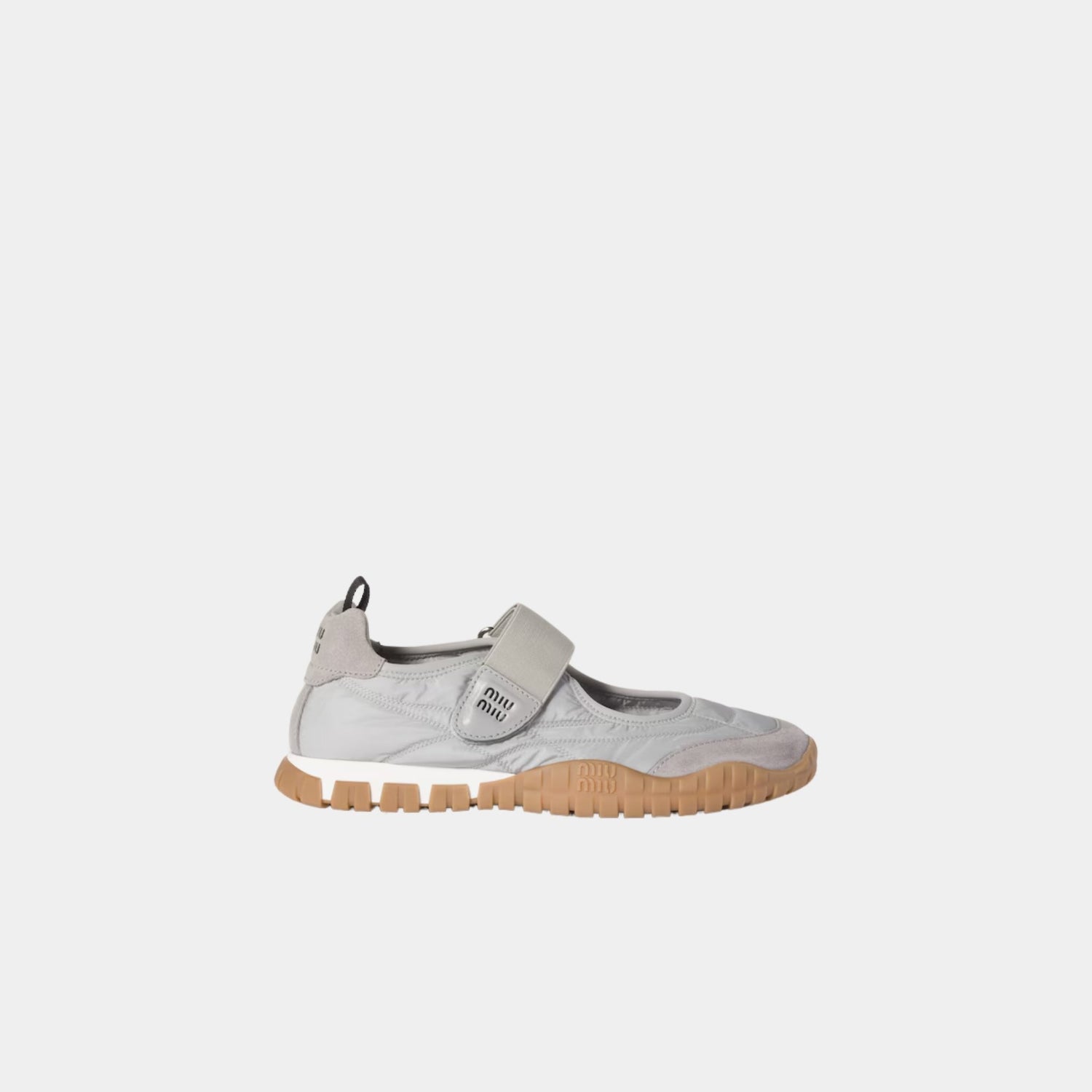 Miu Miu Tyre Technical Fabric And Suede Ballerinas, Side