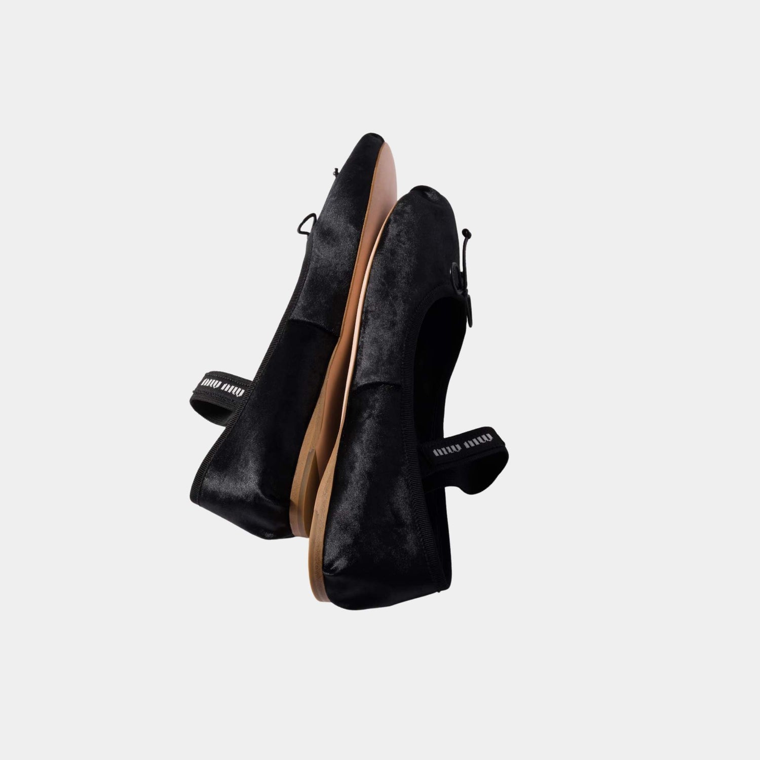 Miu Miu Velvet Ballerinas, Black, Top