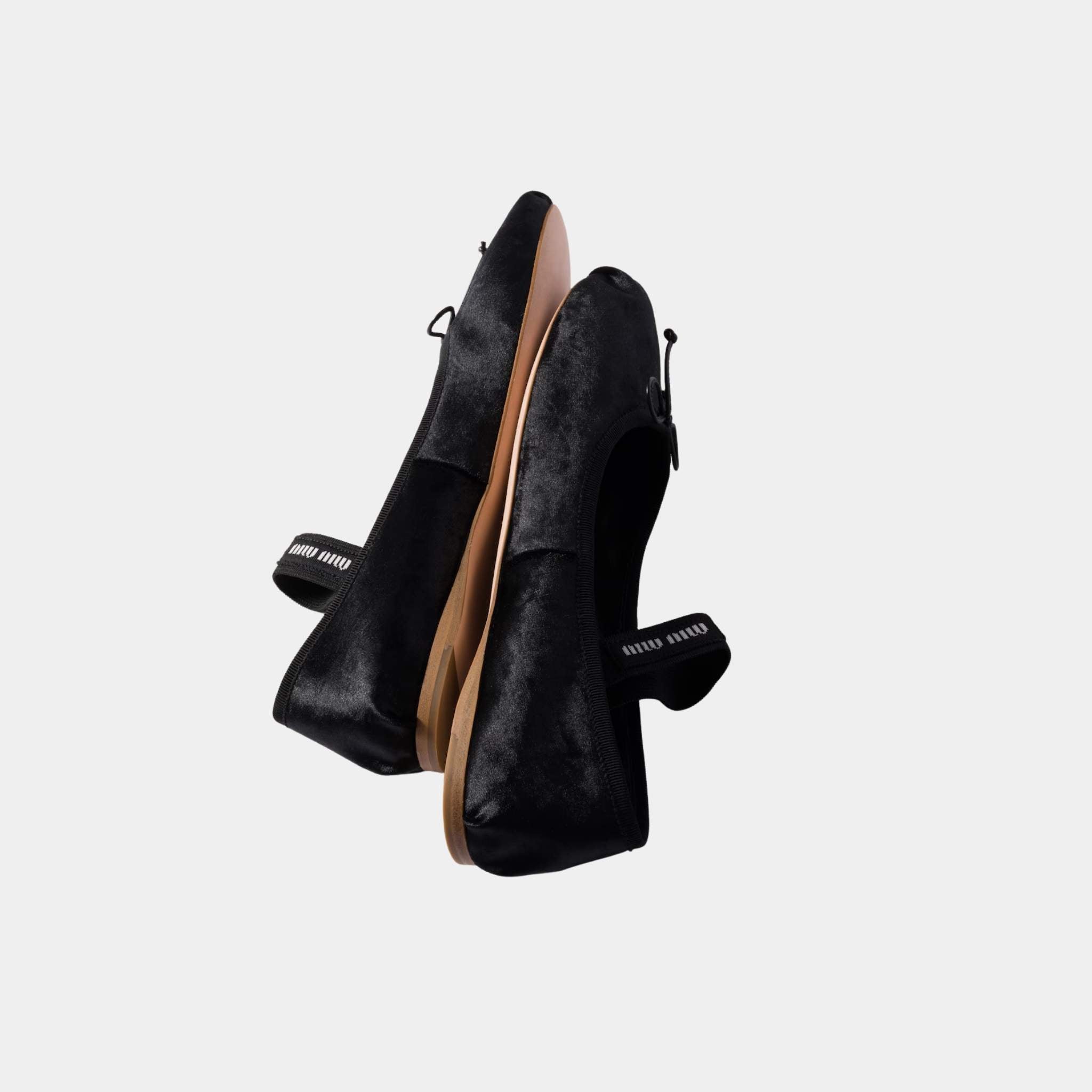 Miu Miu Velvet Ballerinas, Black, Top