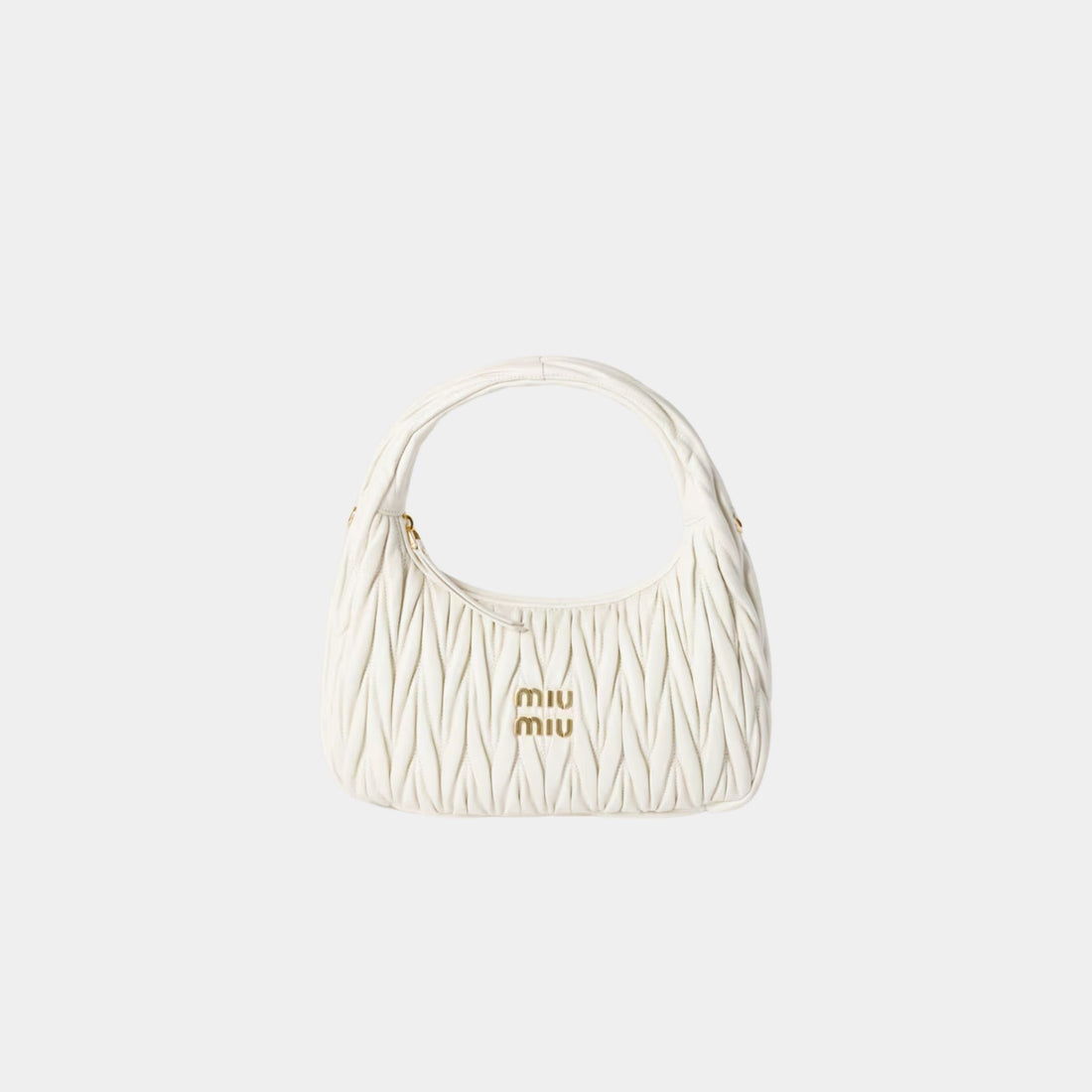 Miu Miu Wander Matelassé Nappa Leather Hobo Bag, Front