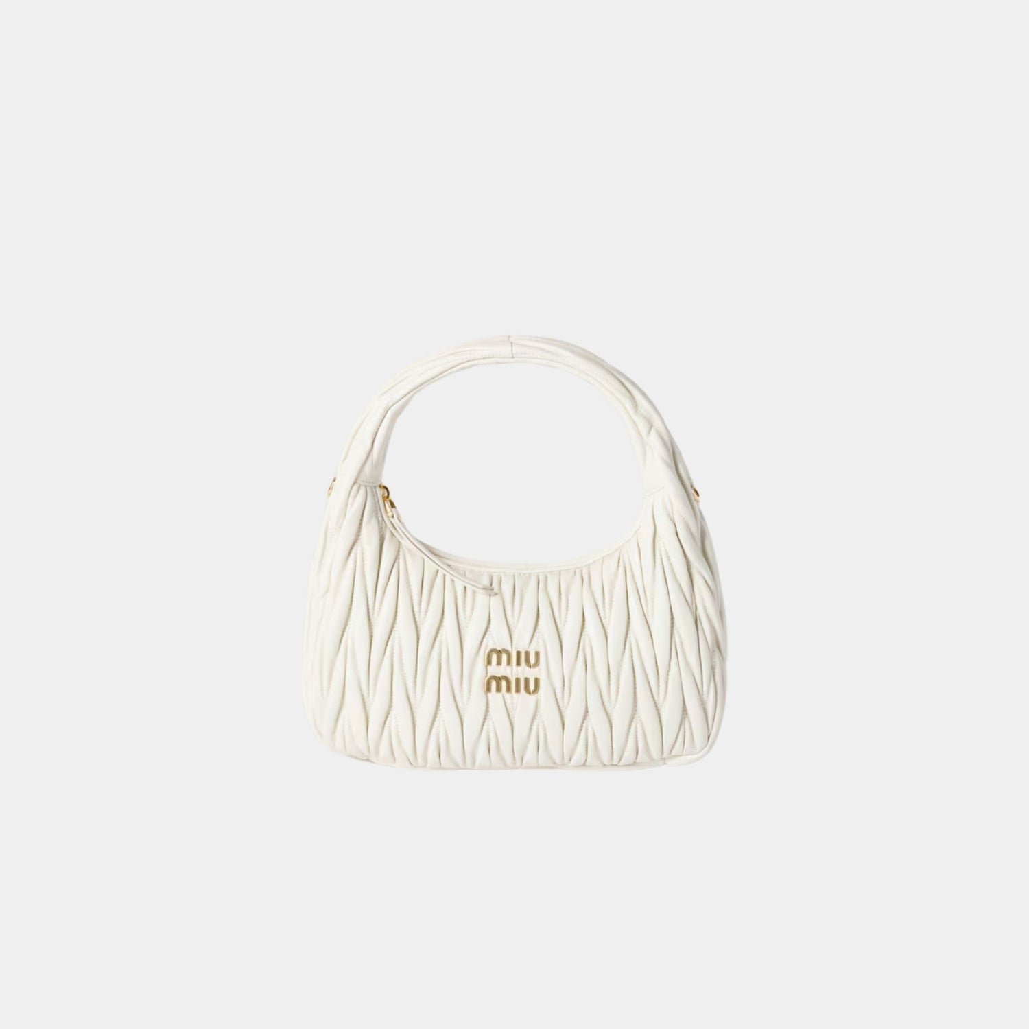 Miu Miu Wander Matelassé Nappa Leather Hobo Bag, Front