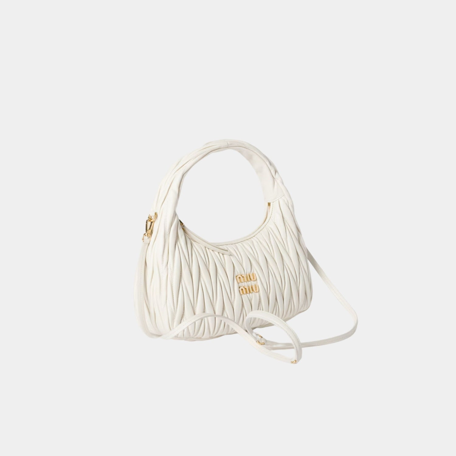 Miu Miu Wander Matelassé Nappa Leather Hobo Bag, Side