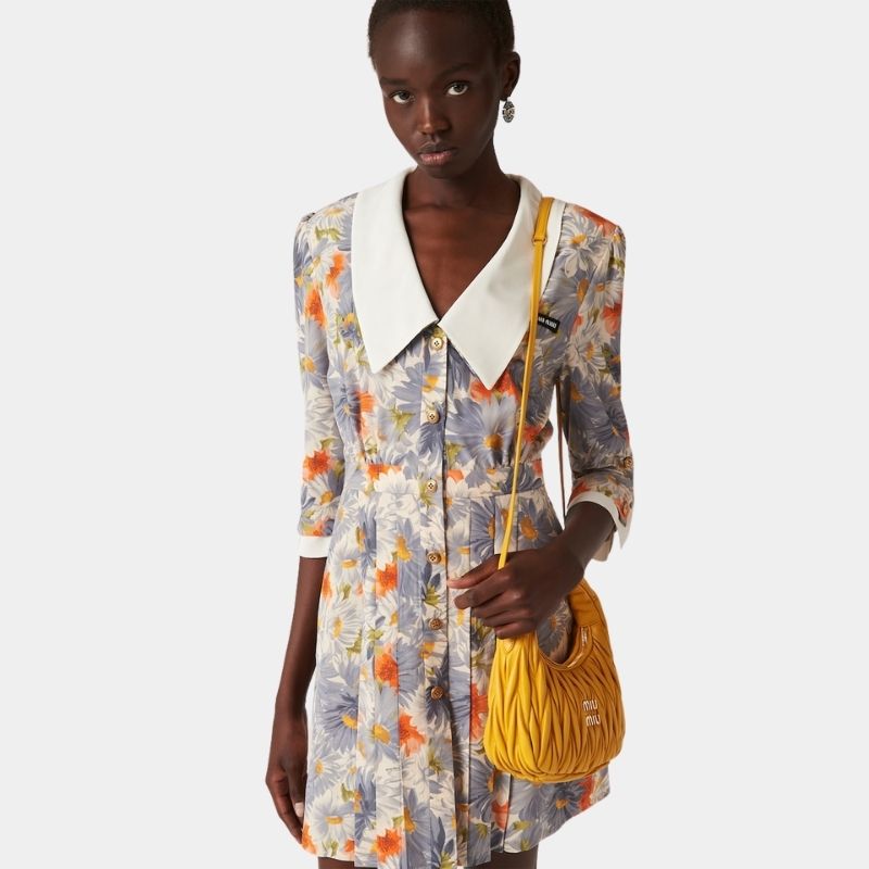 Miu Miu Wander Matelassé Nappa Leather Hobo Bag, SunnyYellow, ModelView