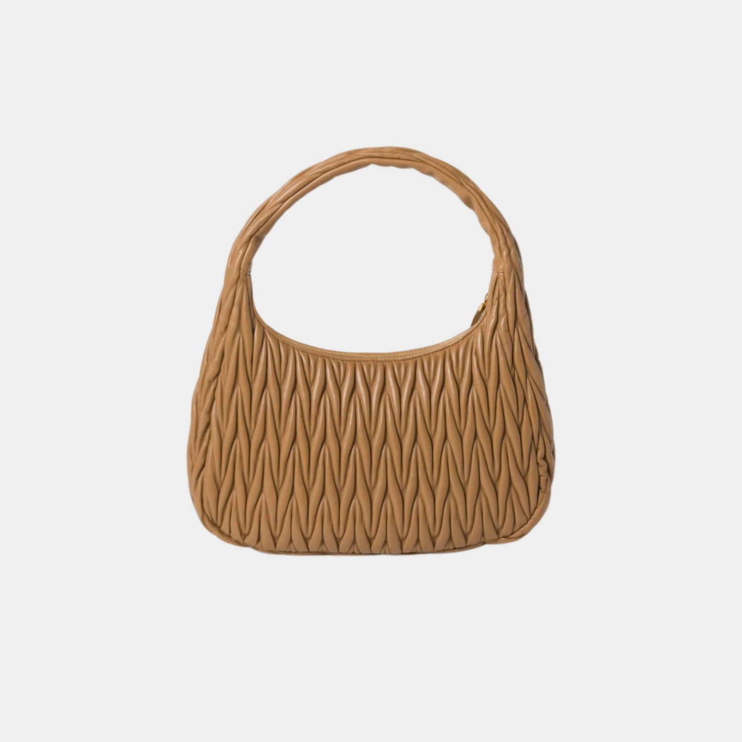 Miu Miu Wander Matelassé Nappa Leather Hobo Medium Bag, Caramel, Back