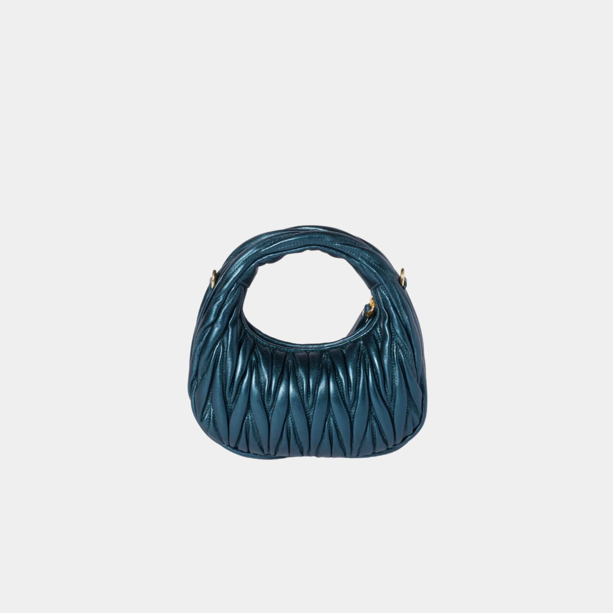 Miu Miu Wander Matelasse Nappa Leather Hobo Mini Bag, Ocean Blue, Mordore, Back