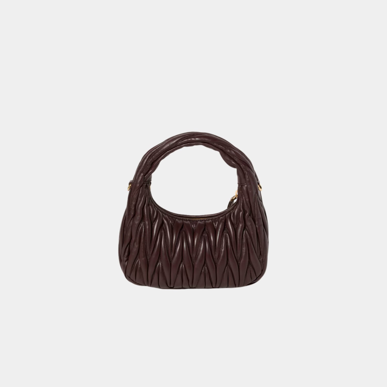 Miu Miu Wander Matelasse Nappa Leather Hobo Small Bag, Briarwood, Back