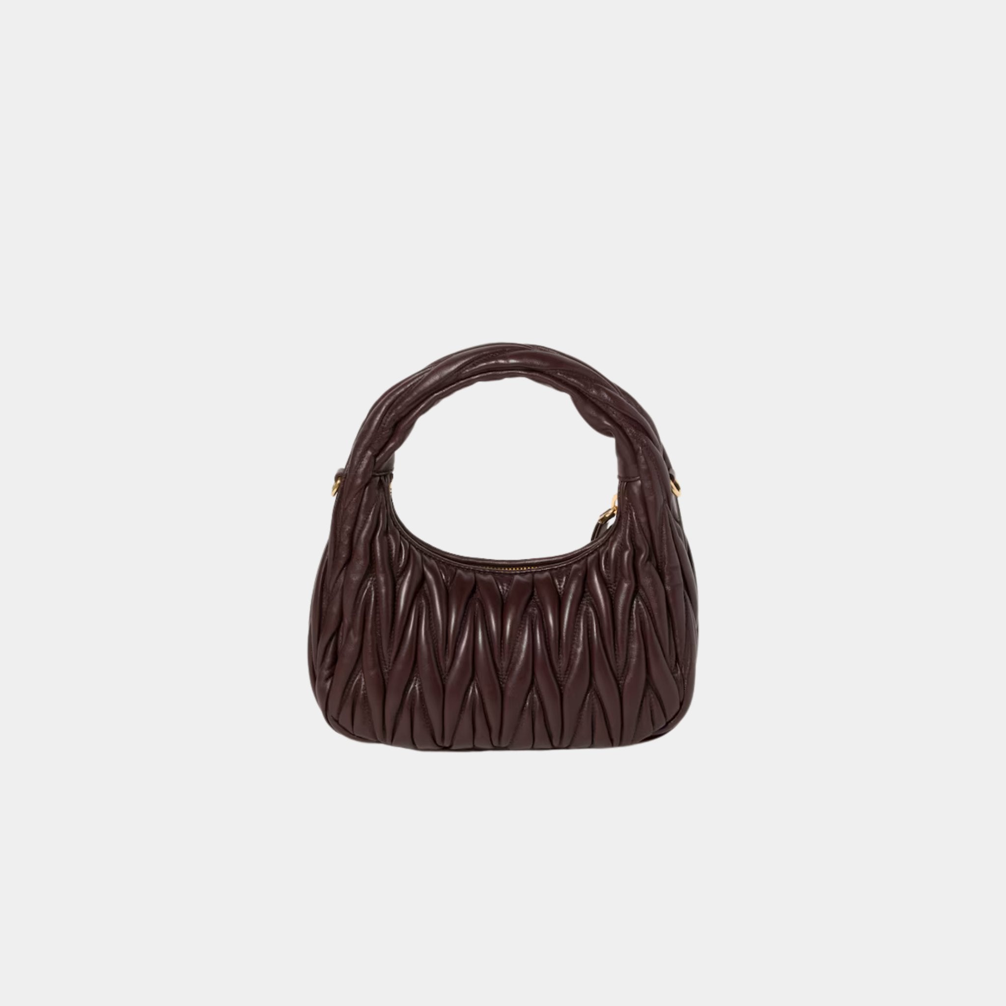 Miu Miu Wander Matelasse Nappa Leather Hobo Small Bag, Briarwood, Back