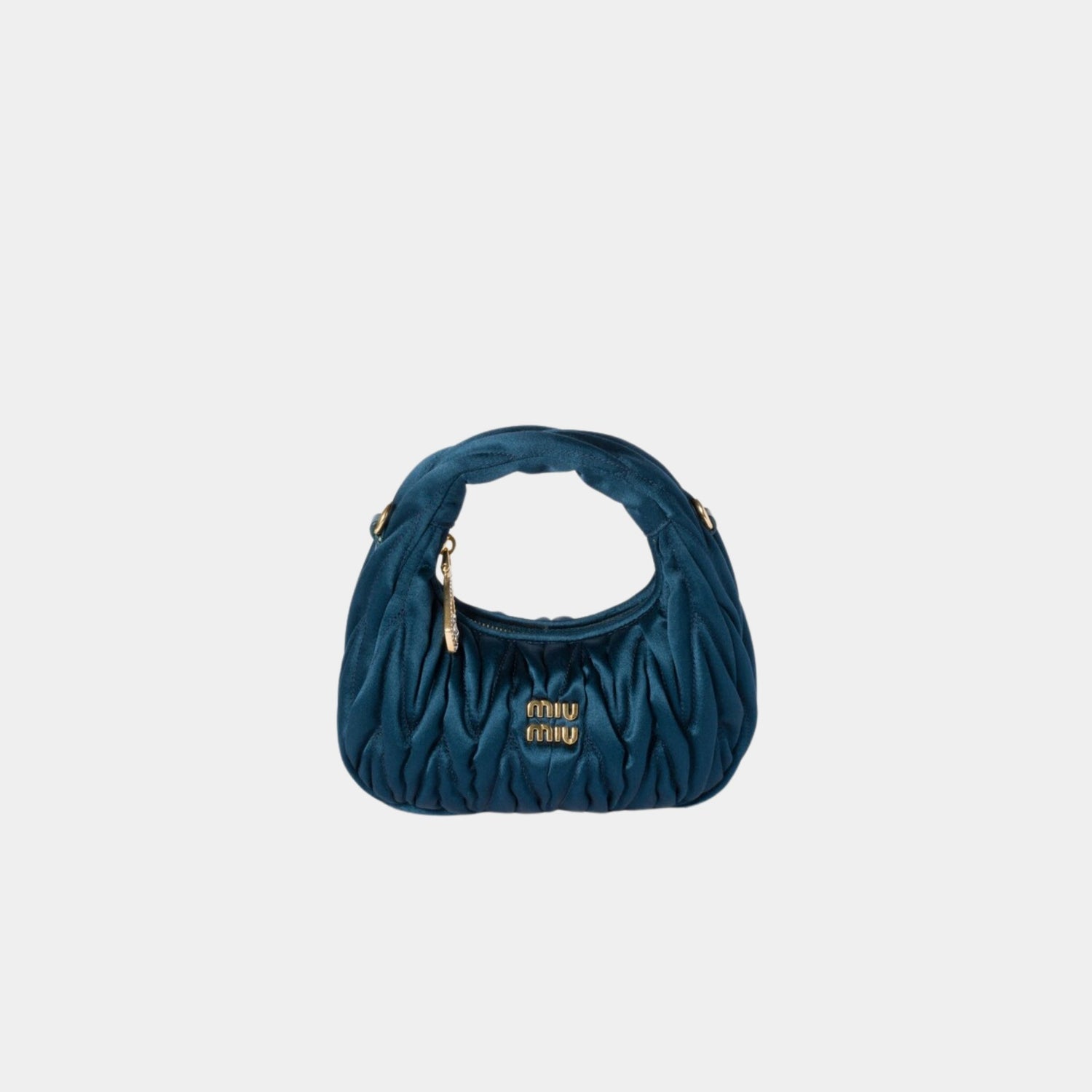 Miu Miu Wander Matelasse Satin Mini Bag, Ocean Blue, Front