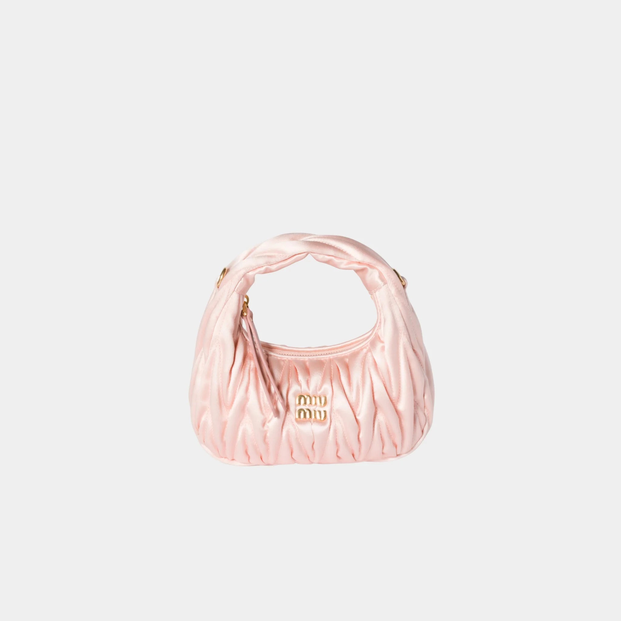 Miu Miu Wander Matelasse Satin Mini Bag, Orchid Pink, Front
